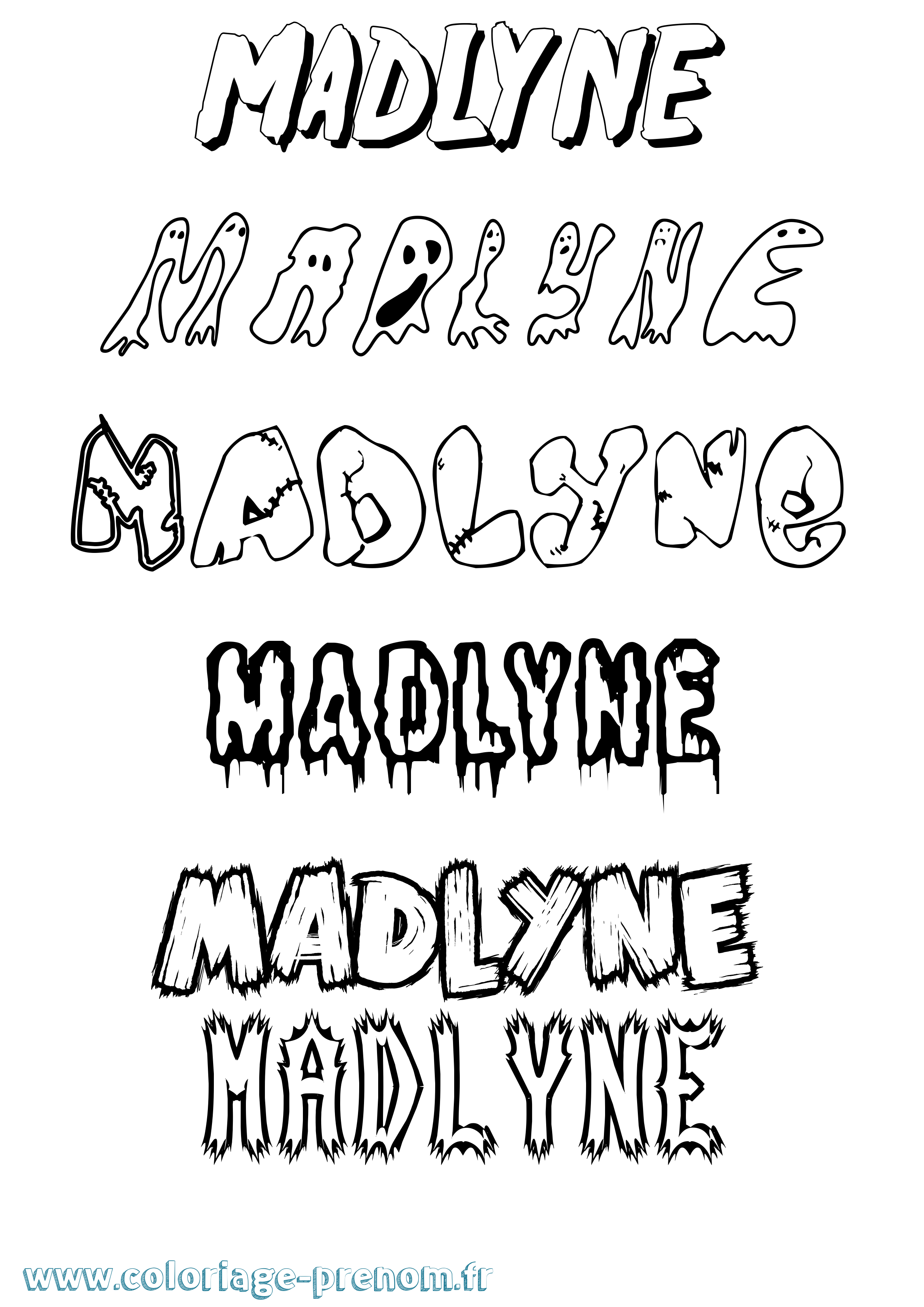 Coloriage prénom Madlyne Frisson