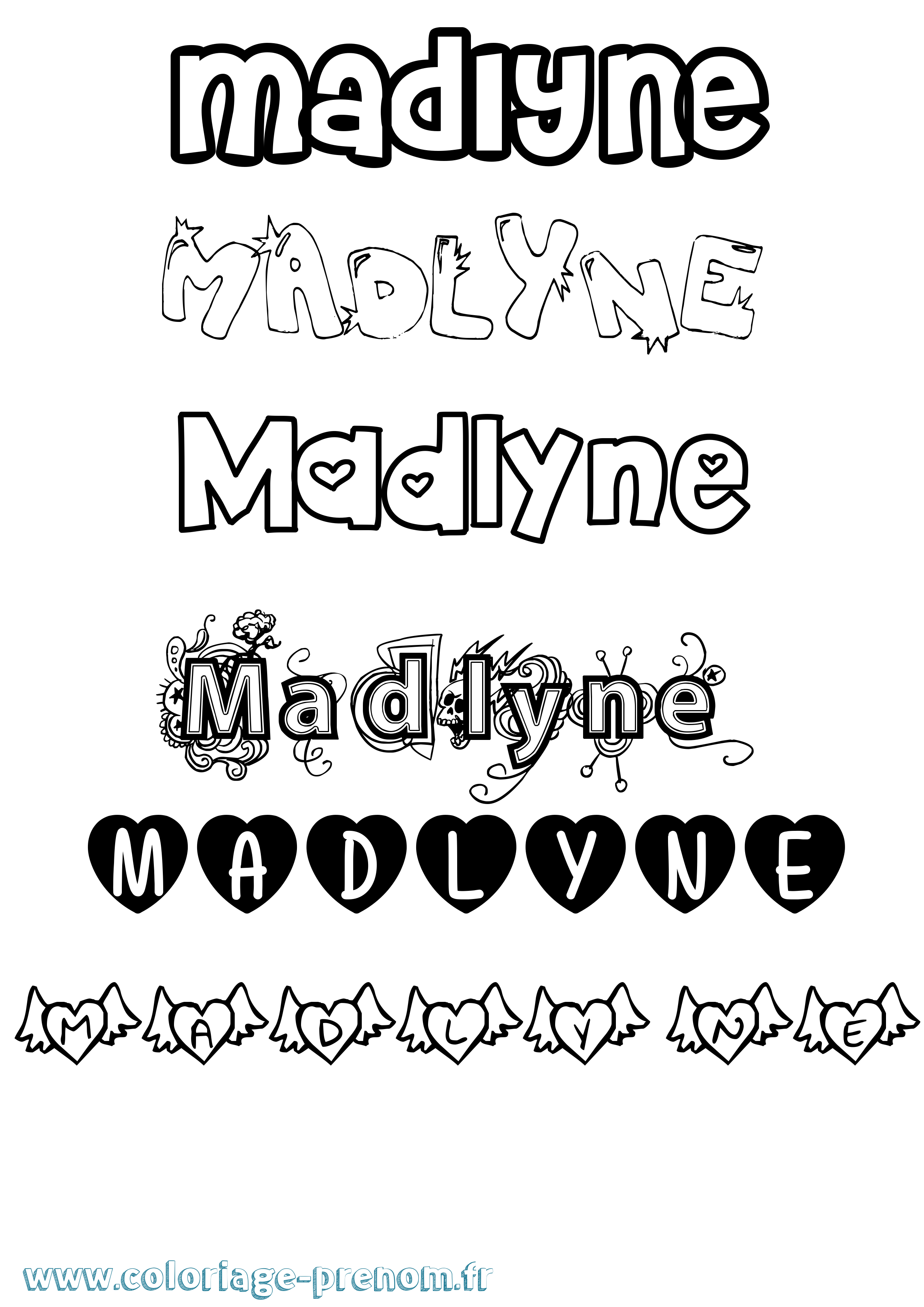 Coloriage prénom Madlyne Girly