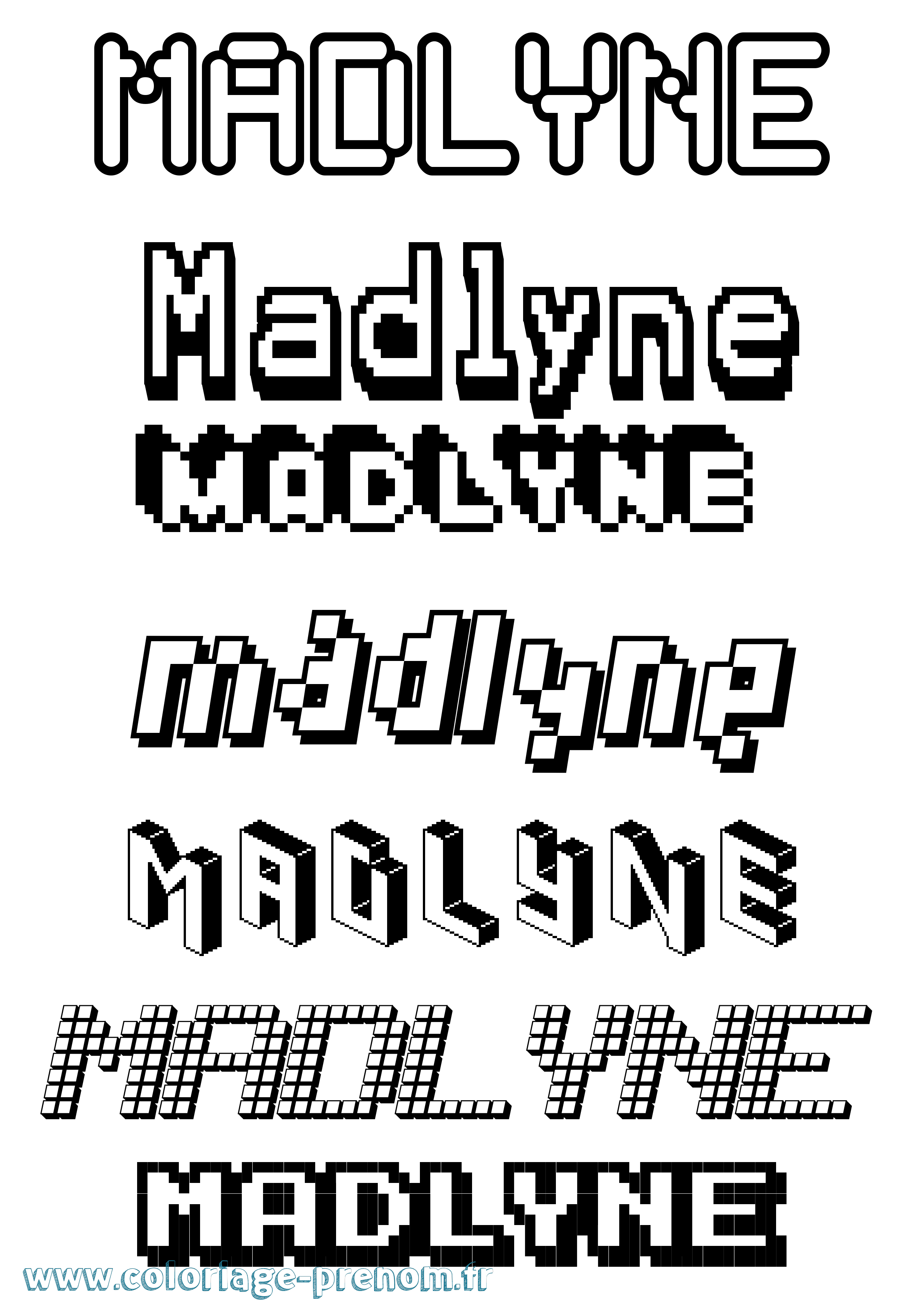 Coloriage prénom Madlyne Pixel