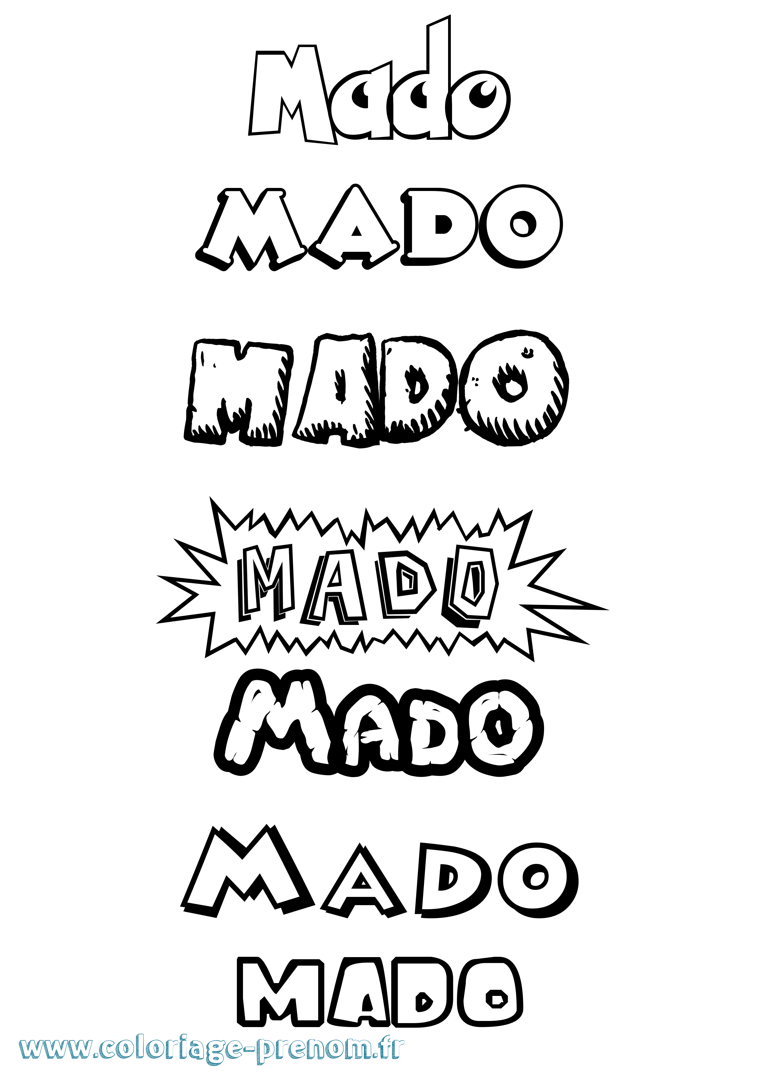 Coloriage Mado Dessin Animé Coloriage prénom Mado Dessin Animé