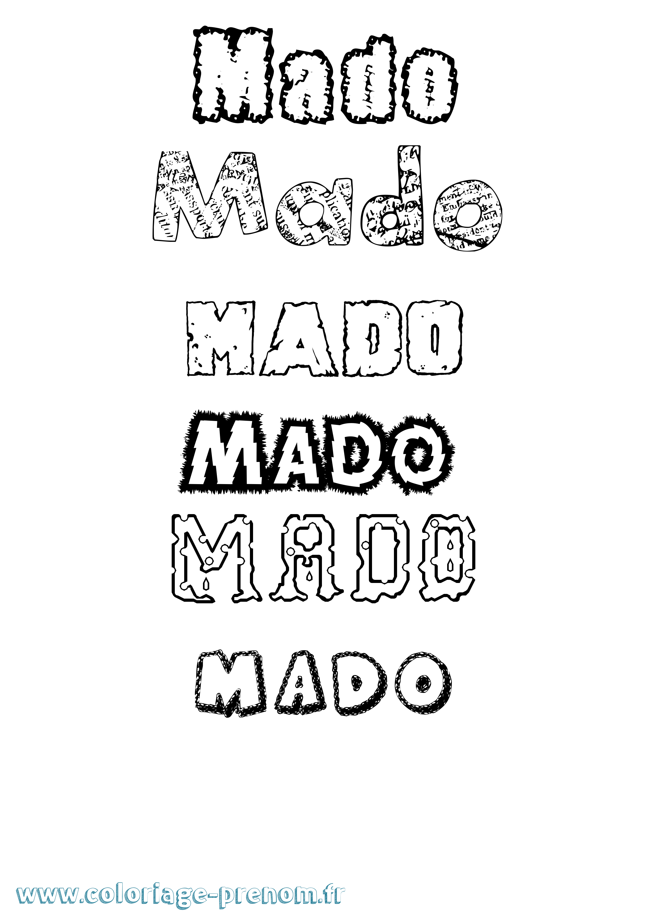 Coloriage Mado Destructuré Coloriage prénom Mado Destructuré