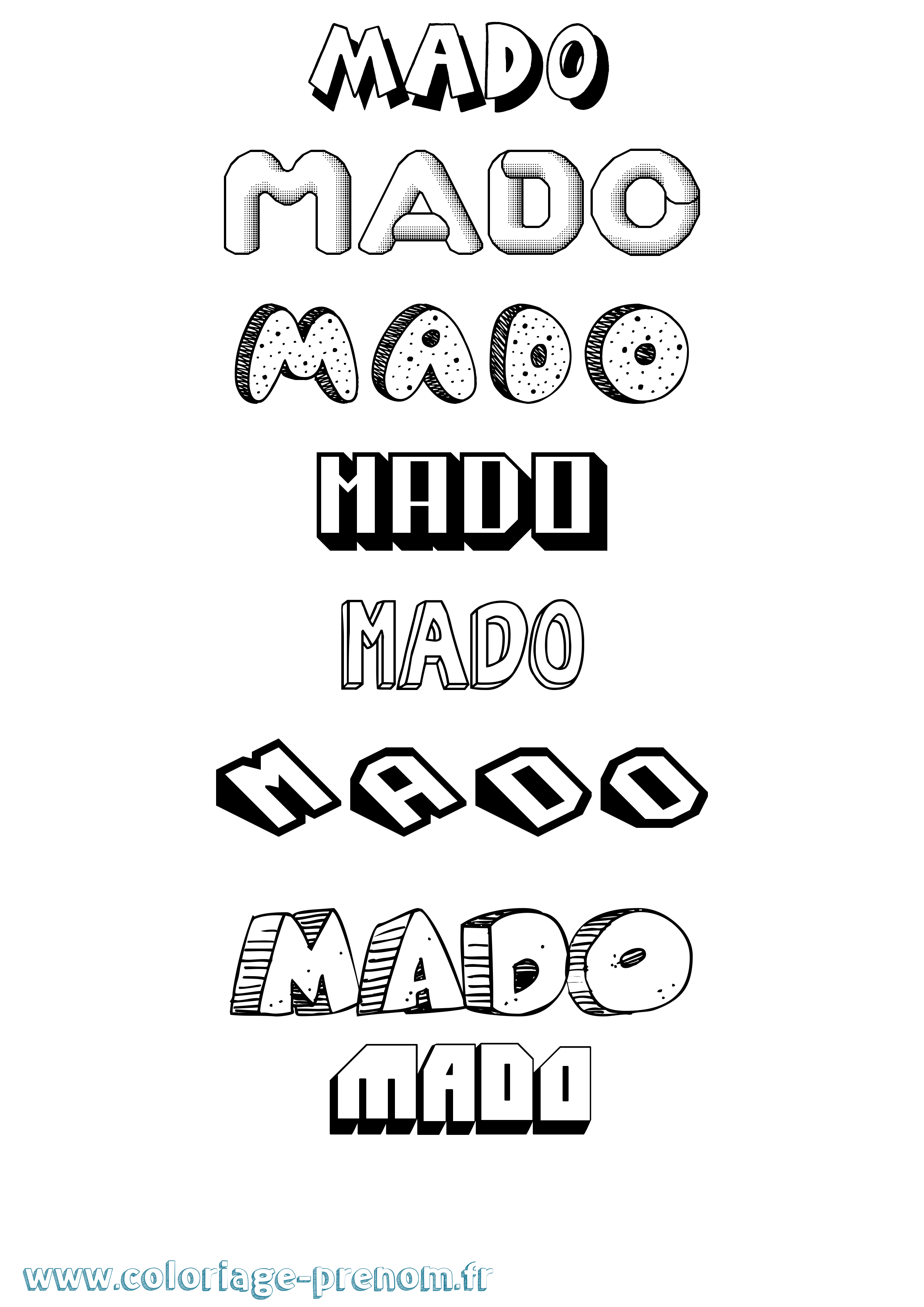 Coloriage Mado Effet 3D Coloriage prénom Mado Effet 3D
