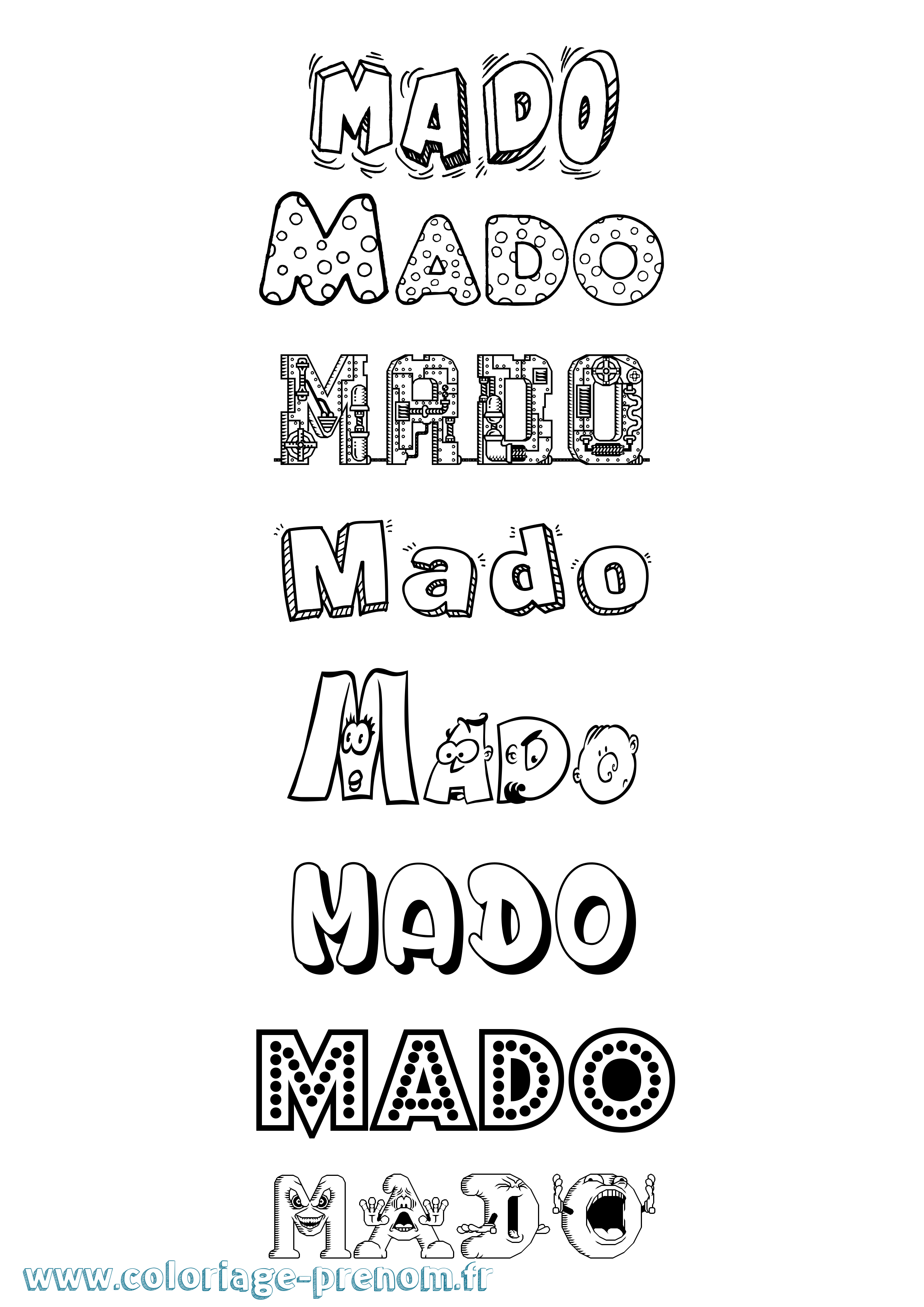 Coloriage prénom Mado Fun