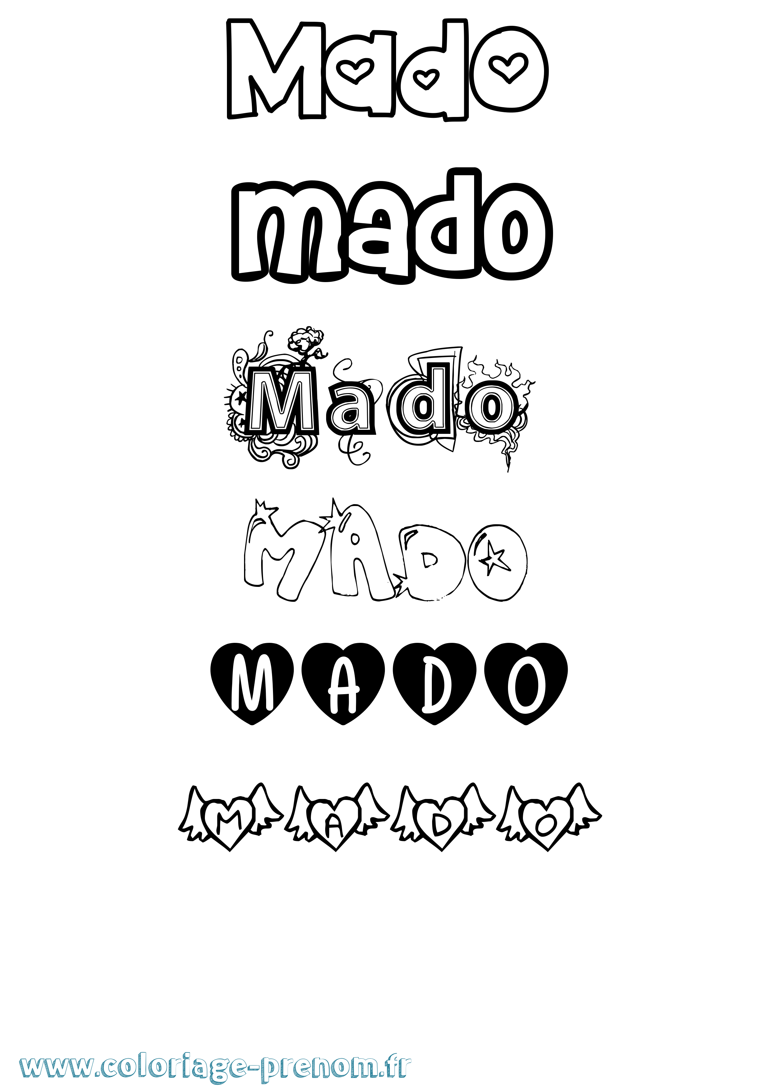 Coloriage prénom Mado Girly