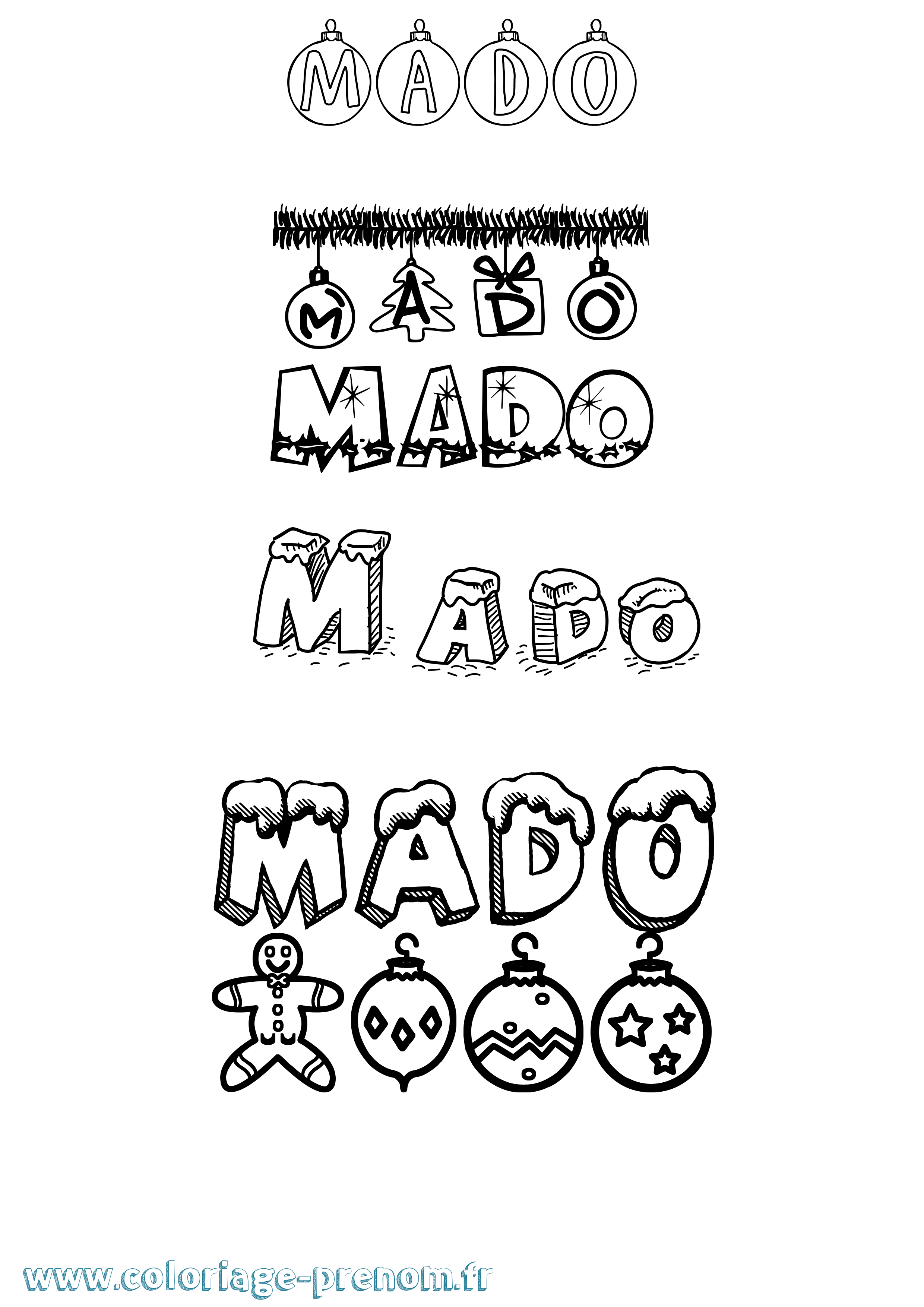 Coloriage Mado Noël Coloriage prénom Mado Noël