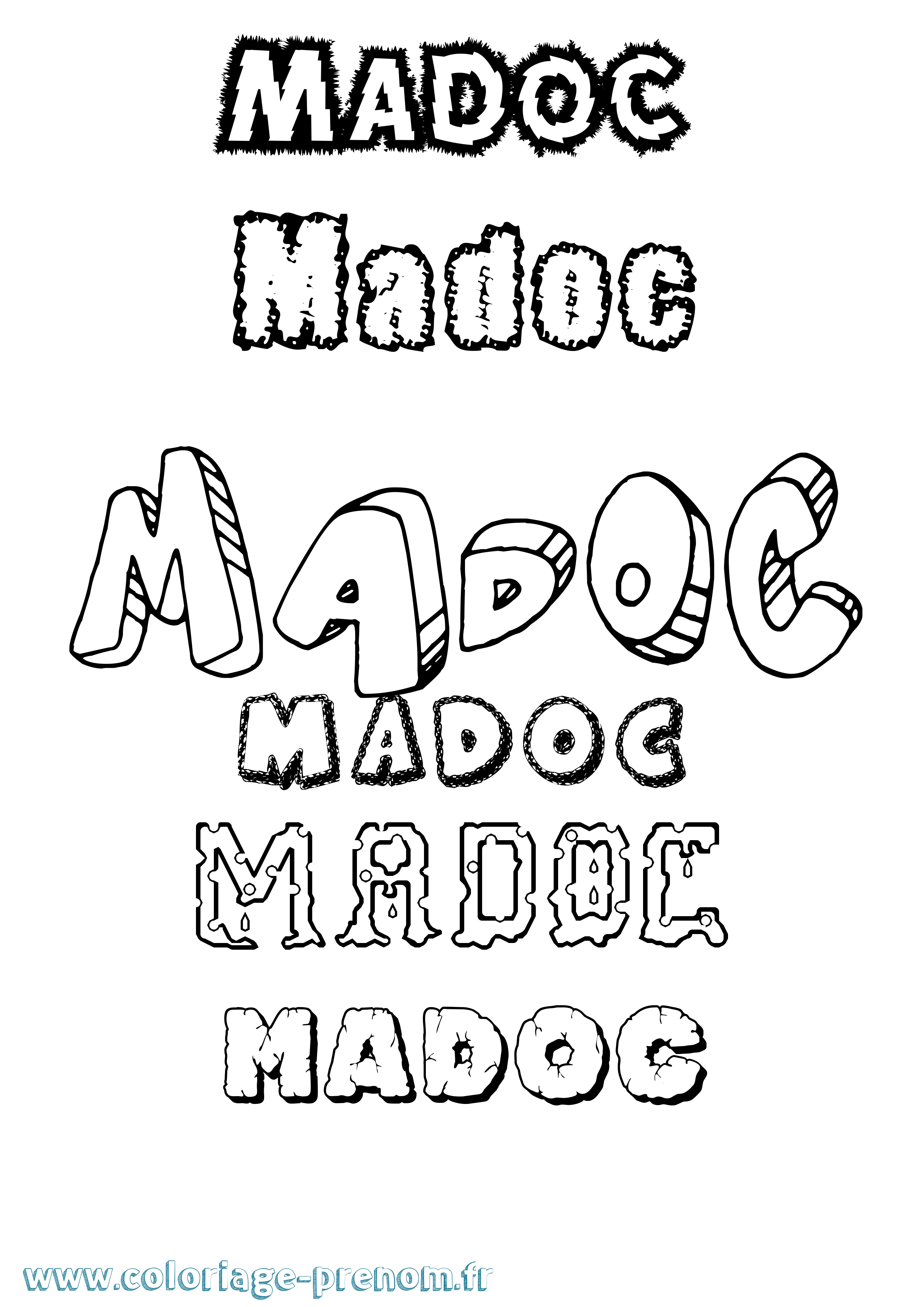 Coloriage prénom Madoc Destructuré