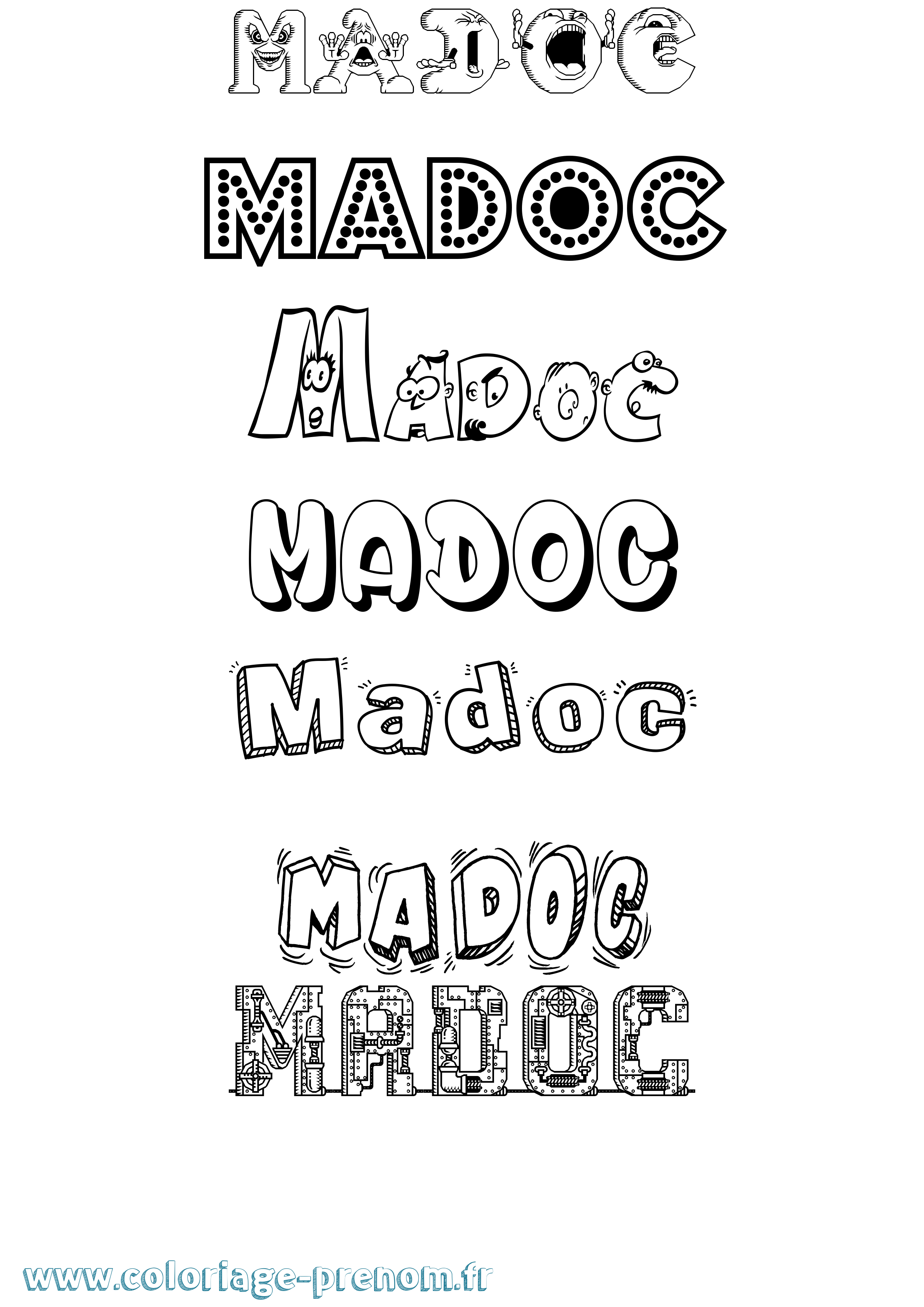 Coloriage prénom Madoc Fun