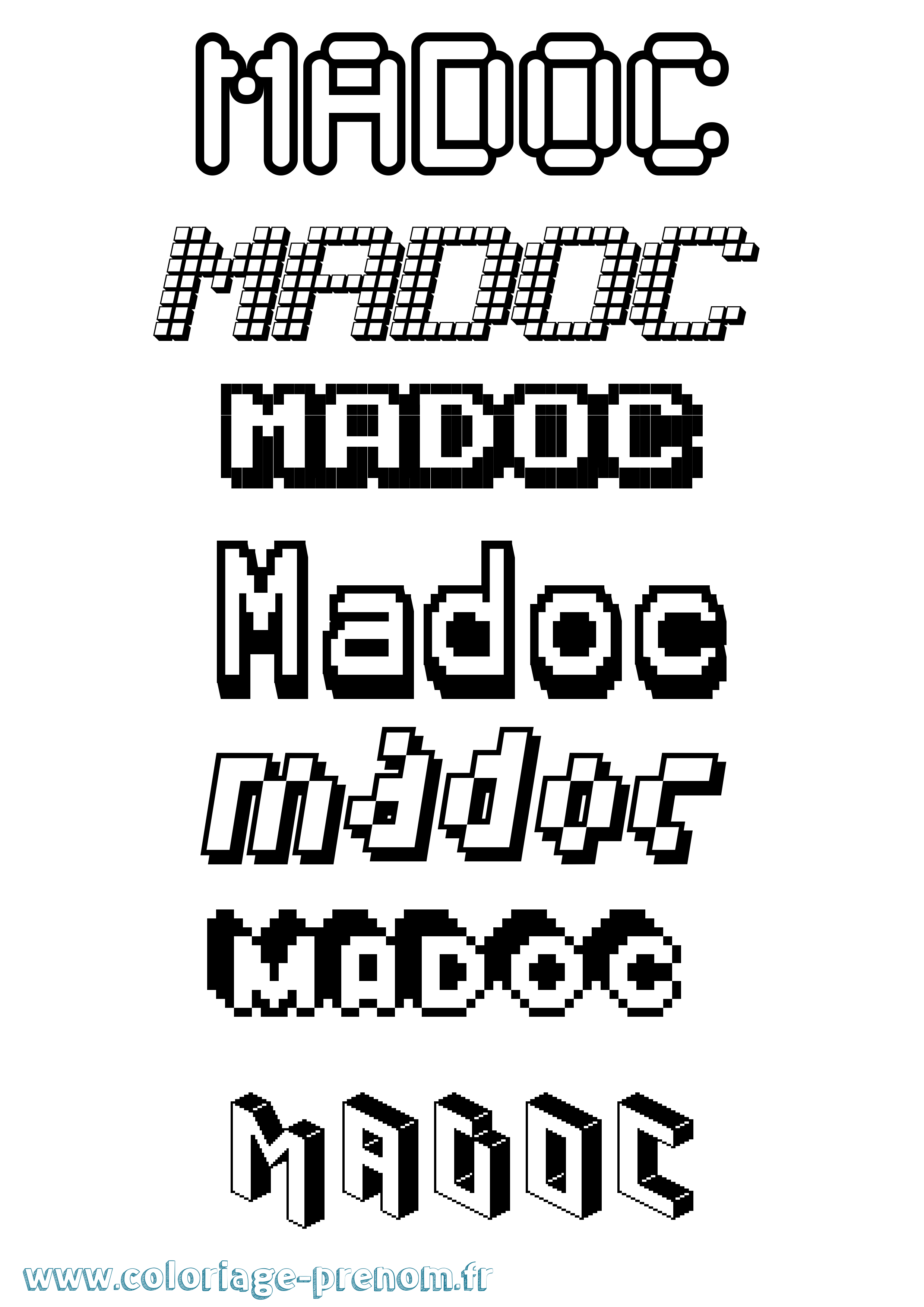 Coloriage prénom Madoc Pixel