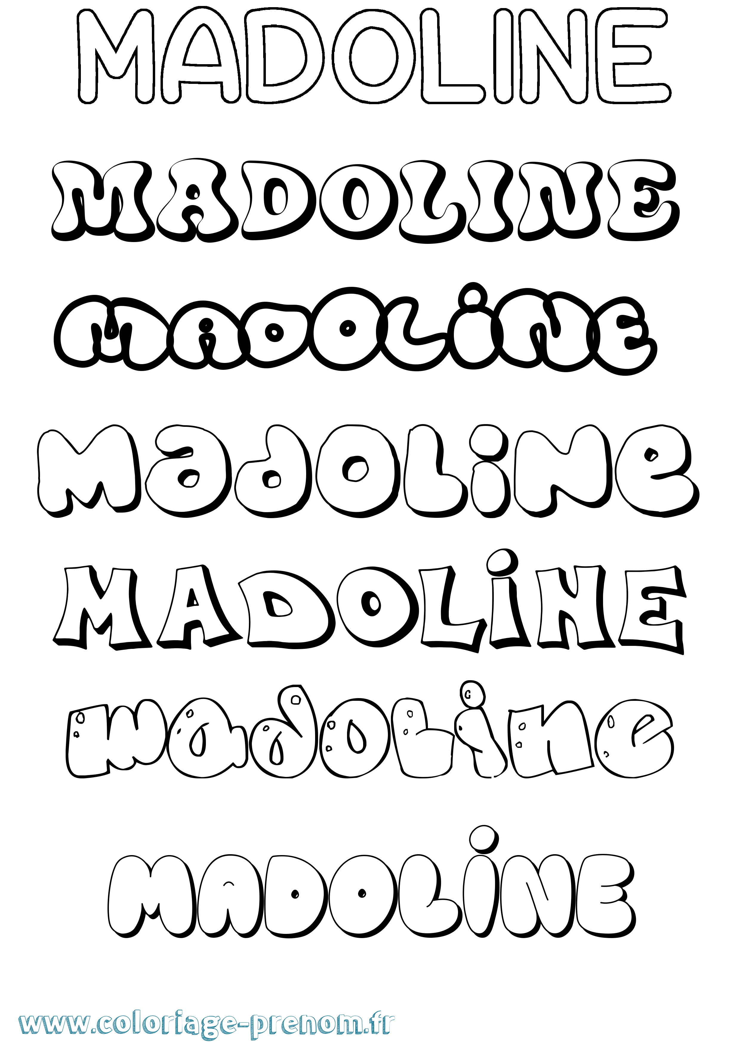 Coloriage Madoline Bubble Coloriage prénom Madoline Bubble