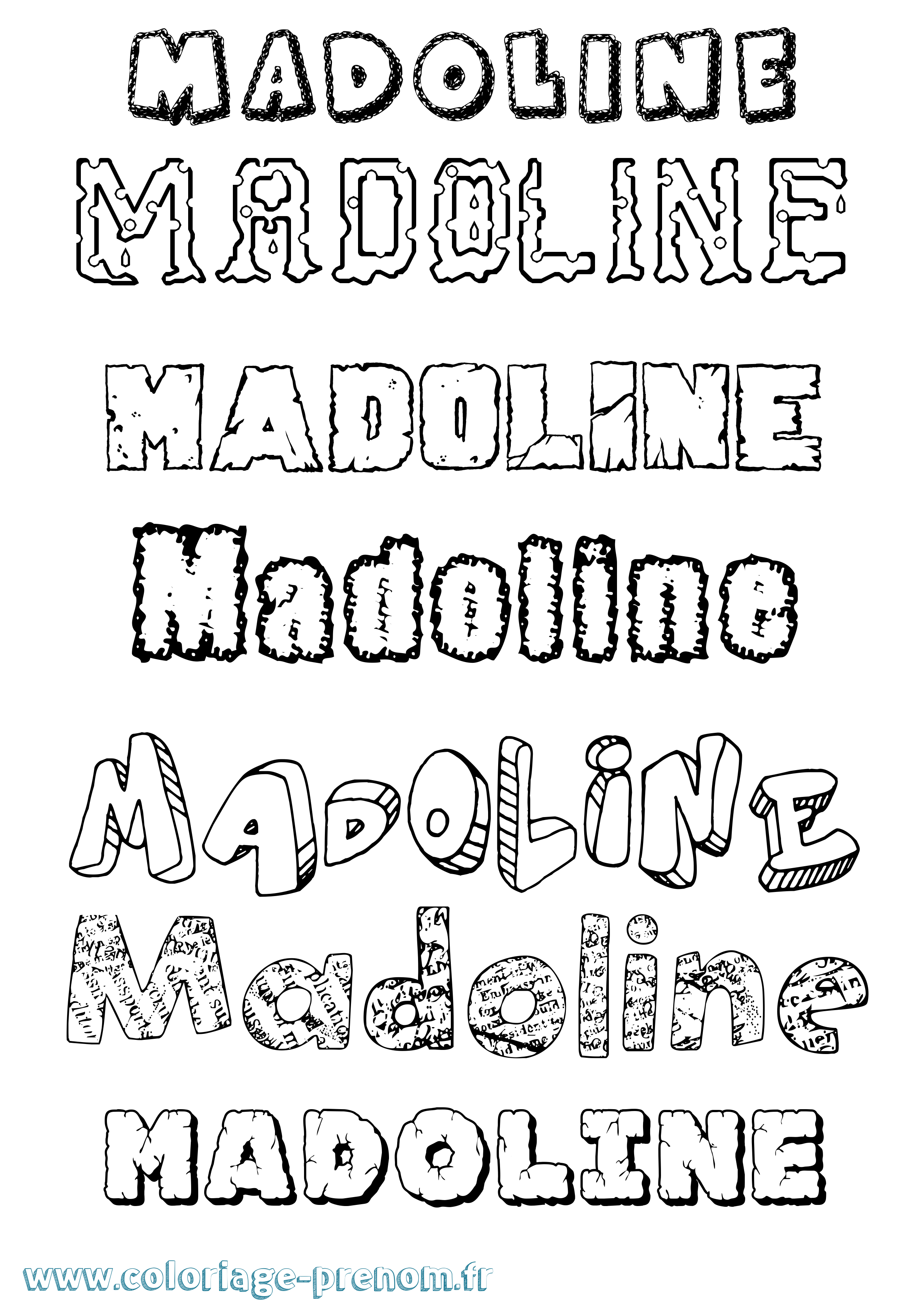 Coloriage Madoline Destructuré Coloriage prénom Madoline Destructuré