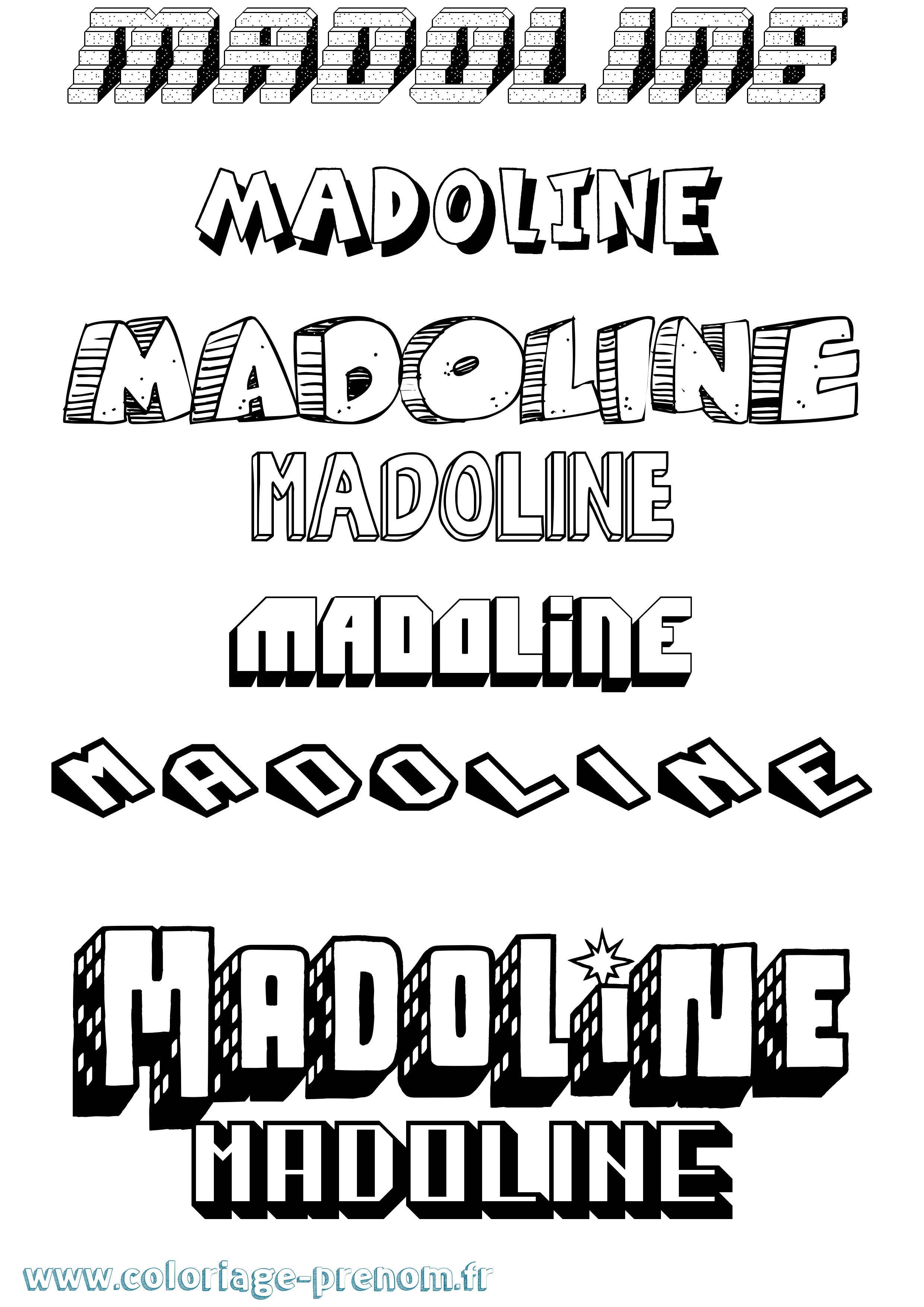 Coloriage Madoline Effet 3D Coloriage prénom Madoline Effet 3D