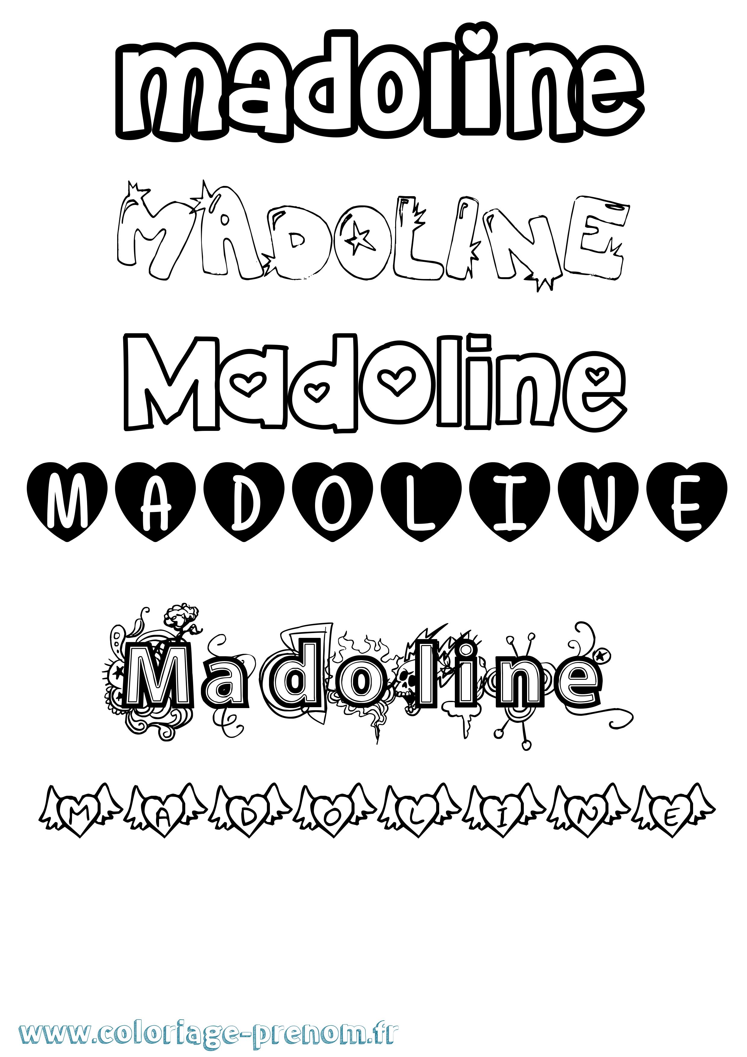 Coloriage Madoline Girly Coloriage prénom Madoline Girly