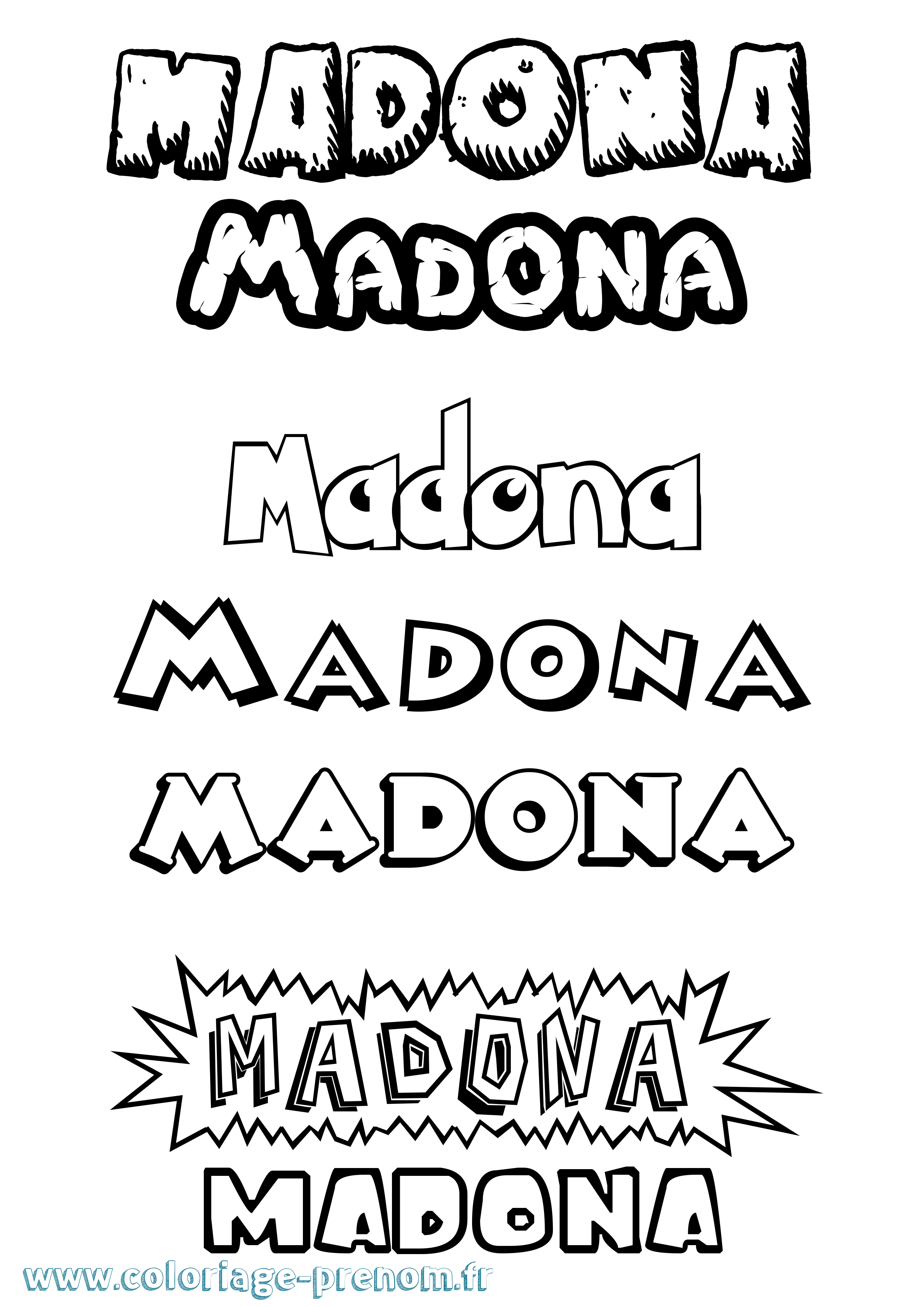 Coloriage prénom Madona Dessin Animé