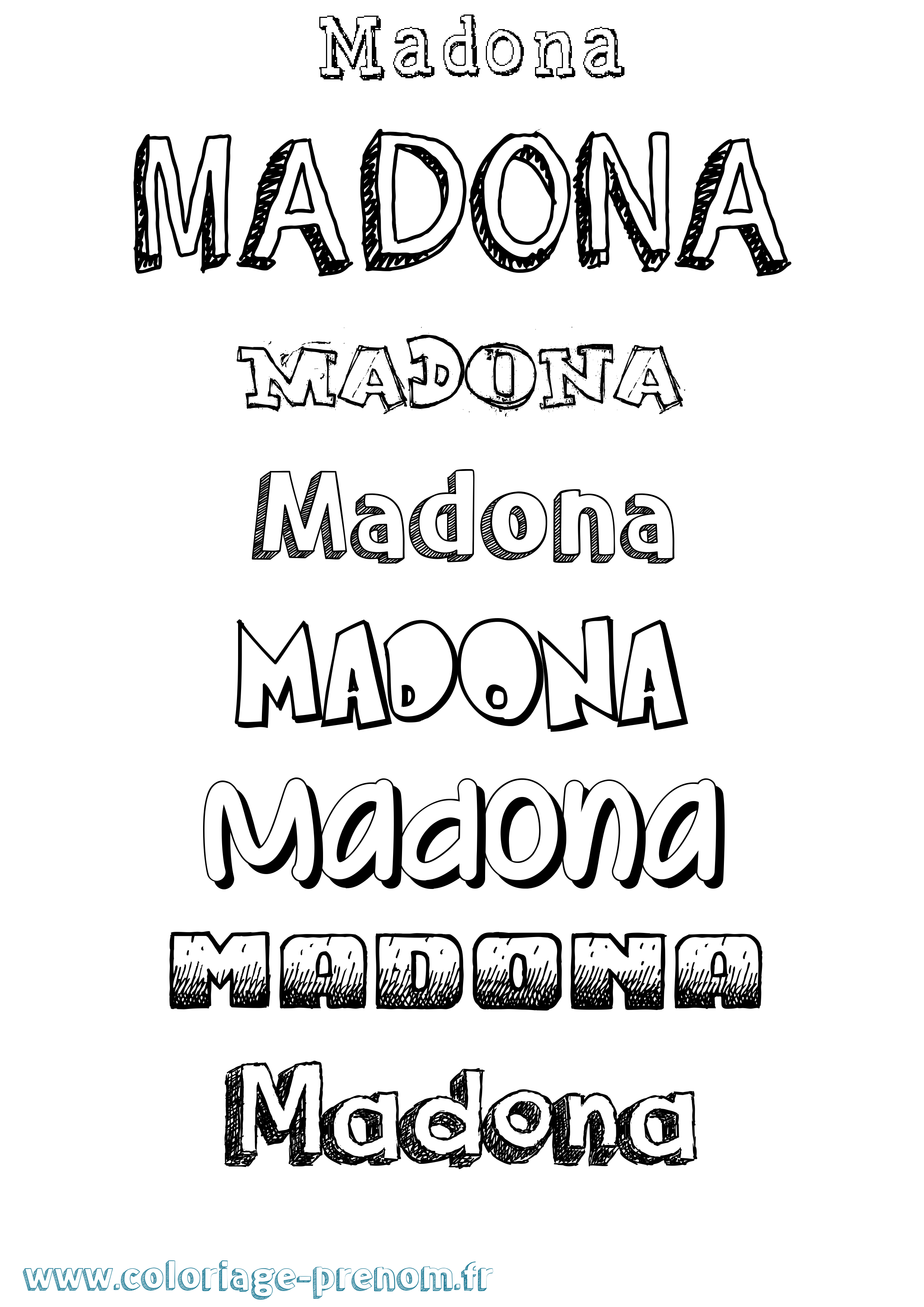 Coloriage prénom Madona Dessiné
