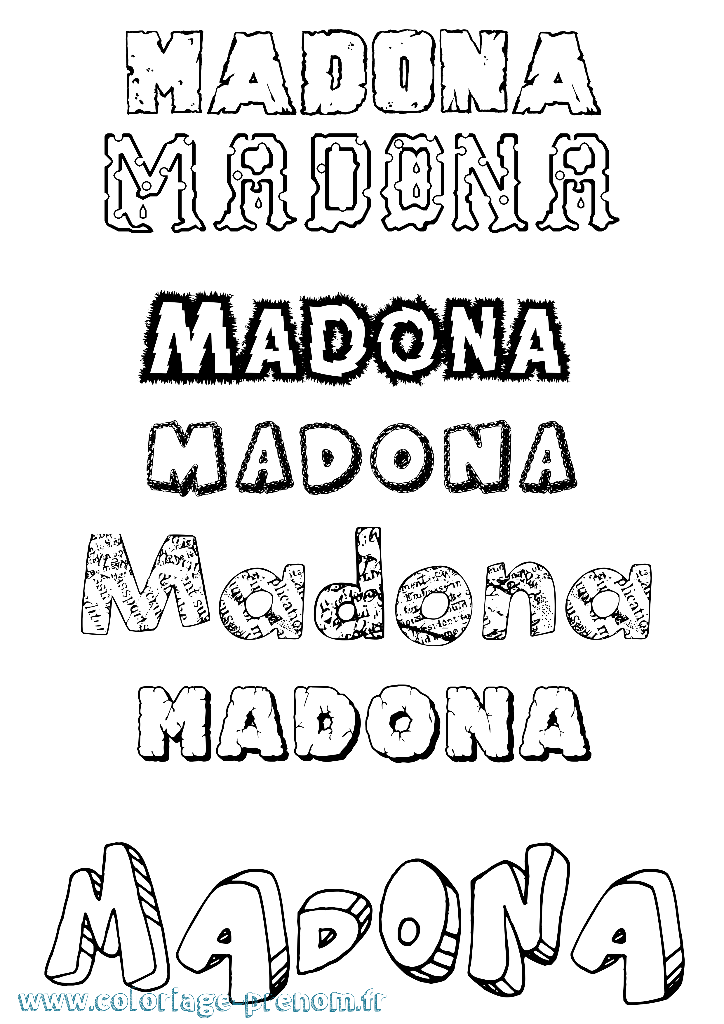 Coloriage prénom Madona Destructuré