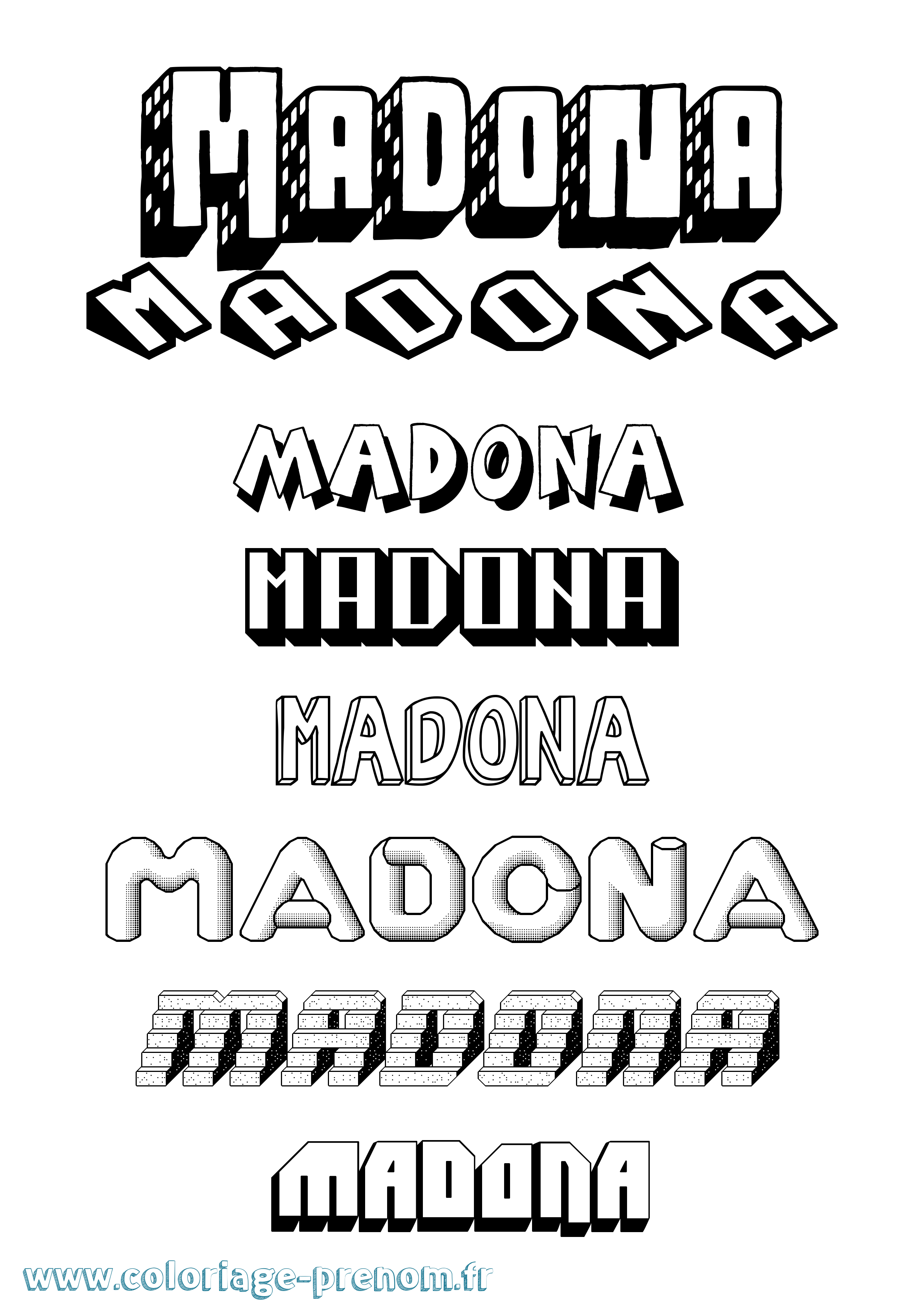 Coloriage prénom Madona Effet 3D