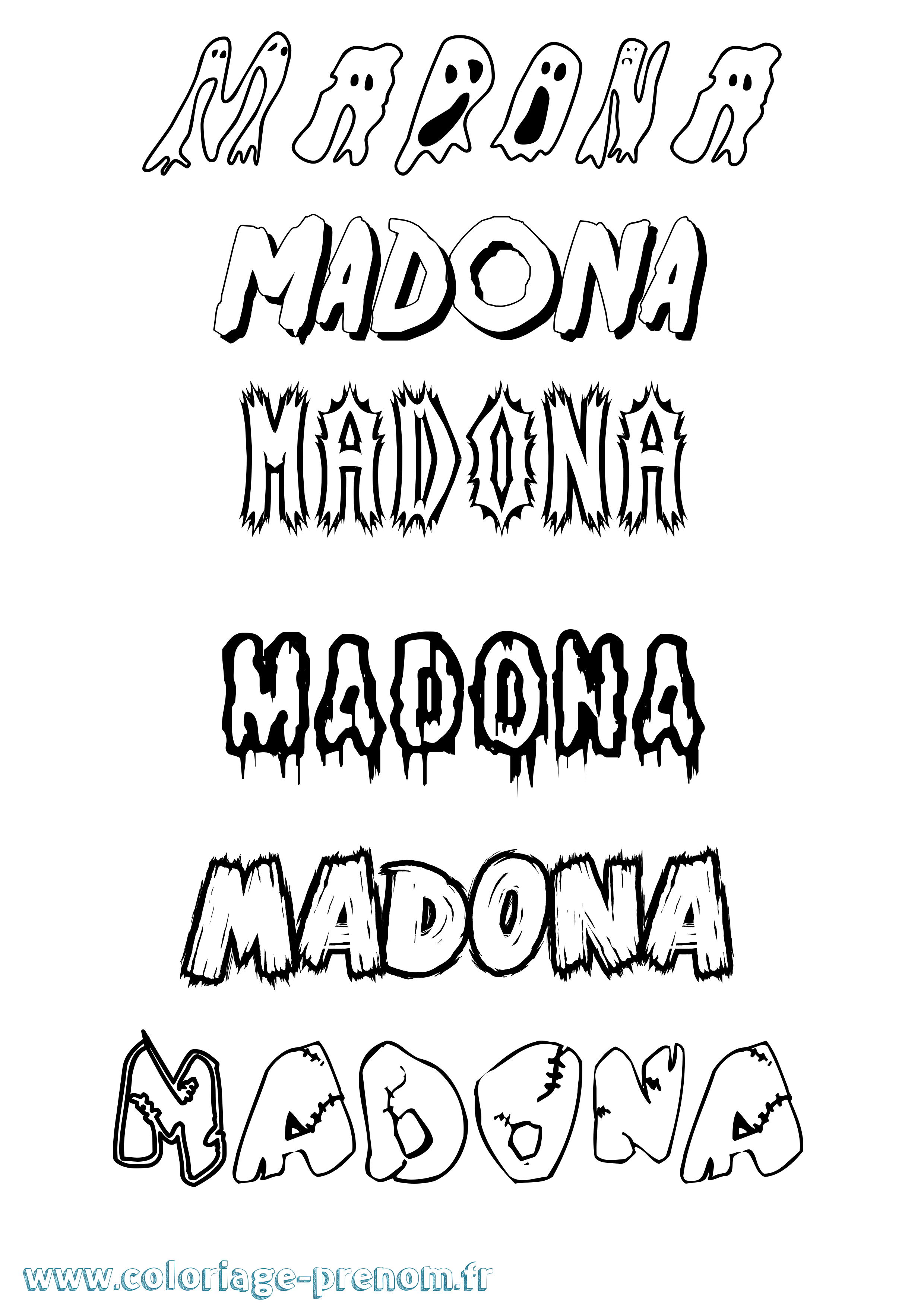 Coloriage prénom Madona Frisson