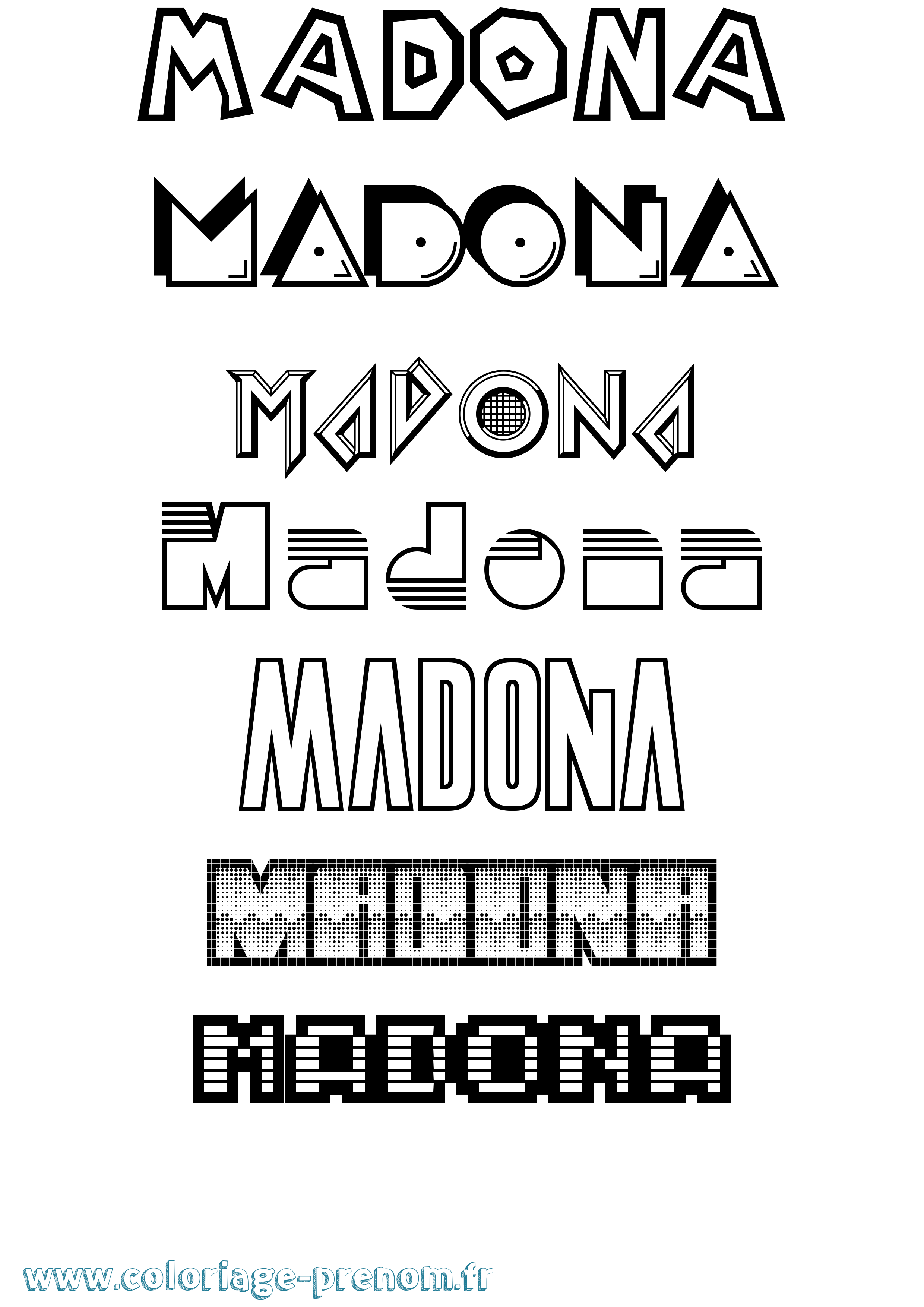 Coloriage prénom Madona Jeux Vidéos
