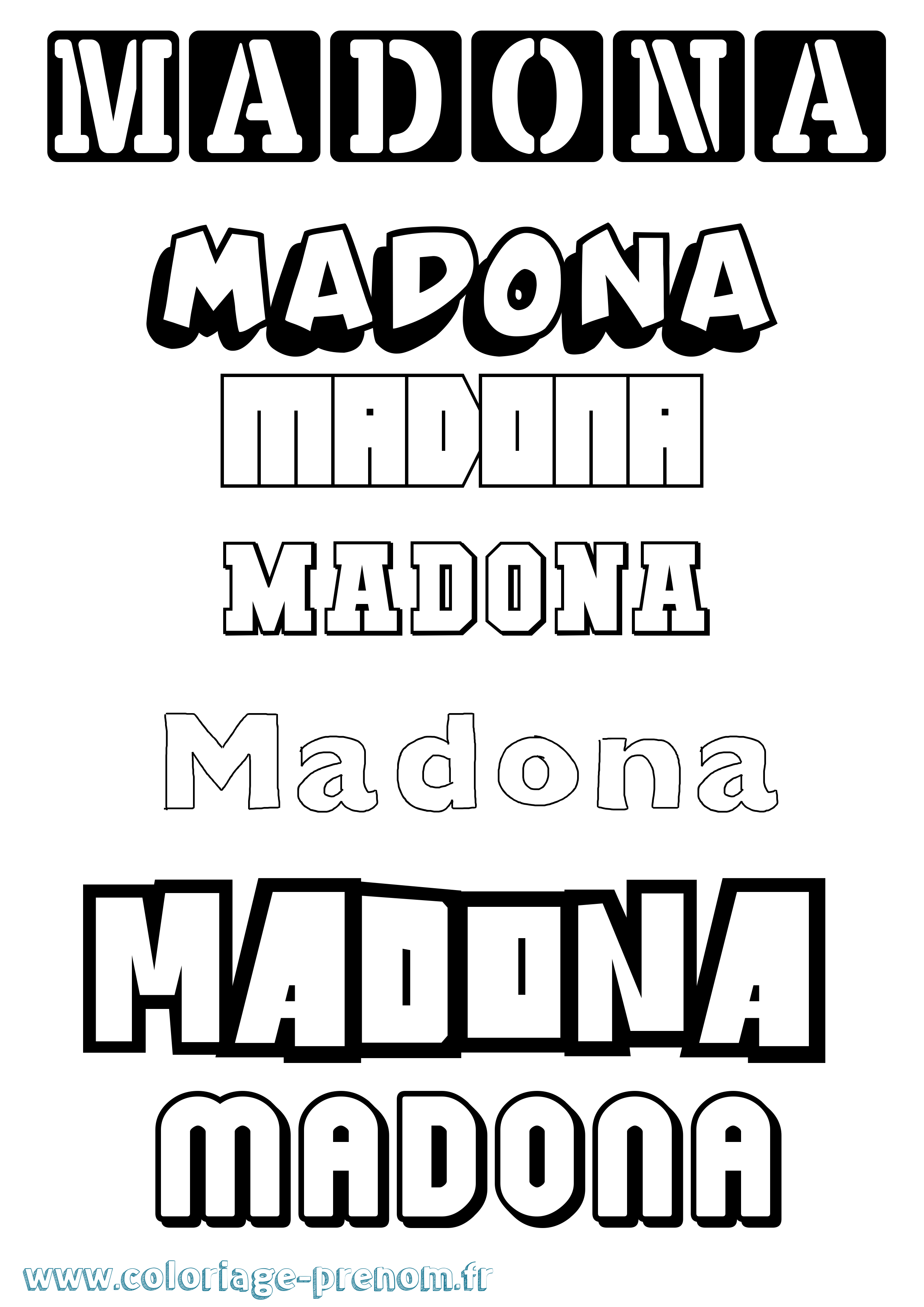 Coloriage prénom Madona Simple
