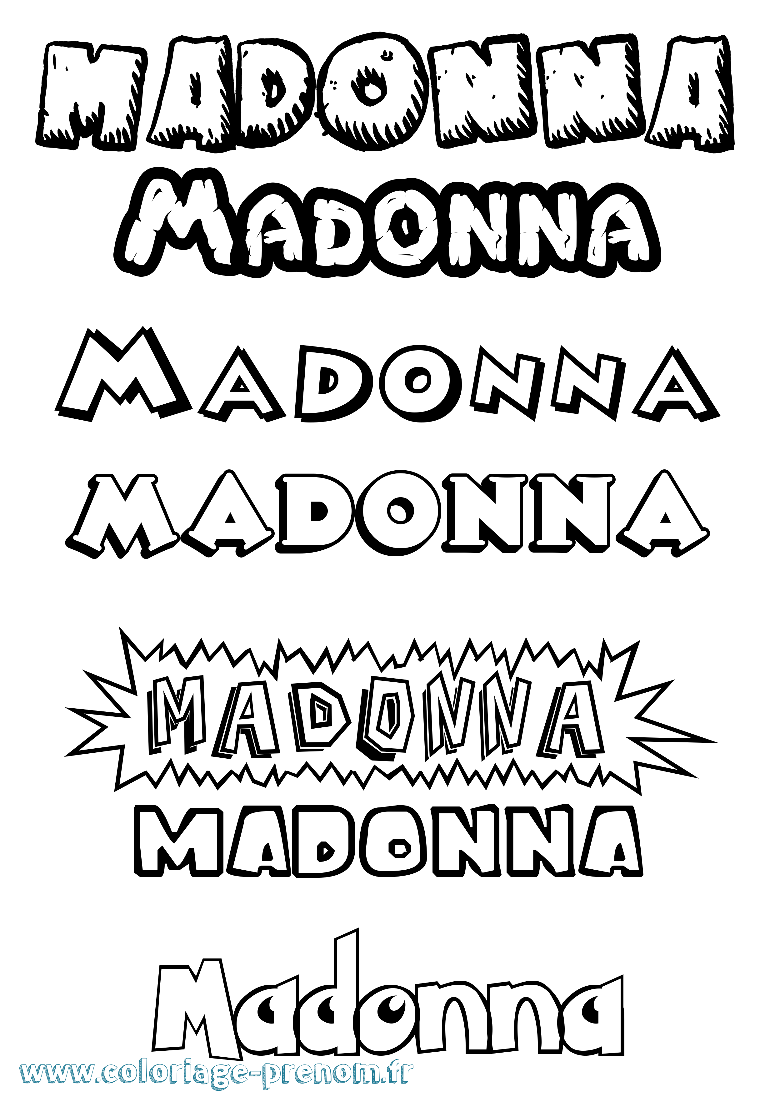 Coloriage Madonna Dessin Animé Coloriage prénom Madonna Dessin Animé