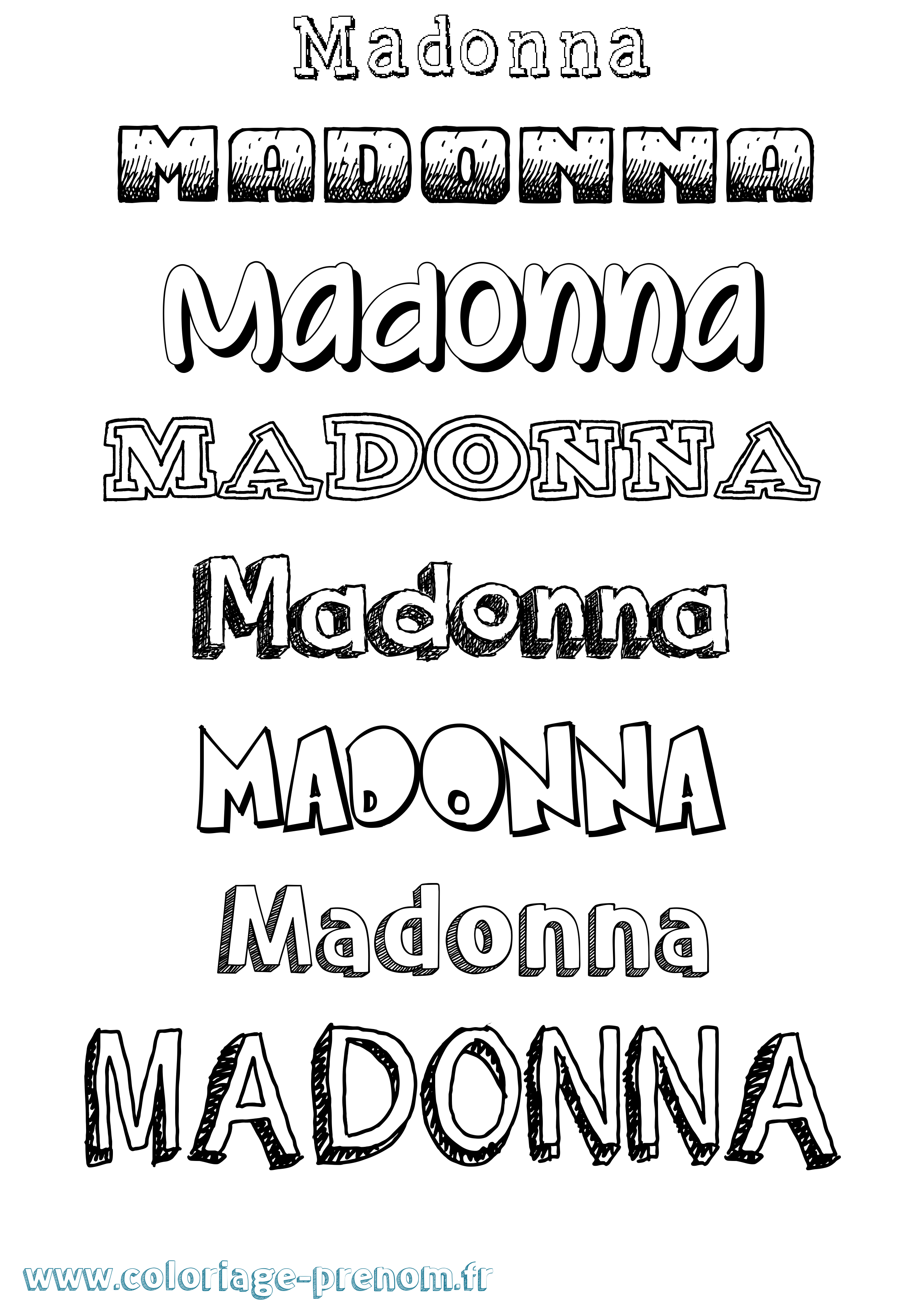 Coloriage prénom Madonna Dessiné