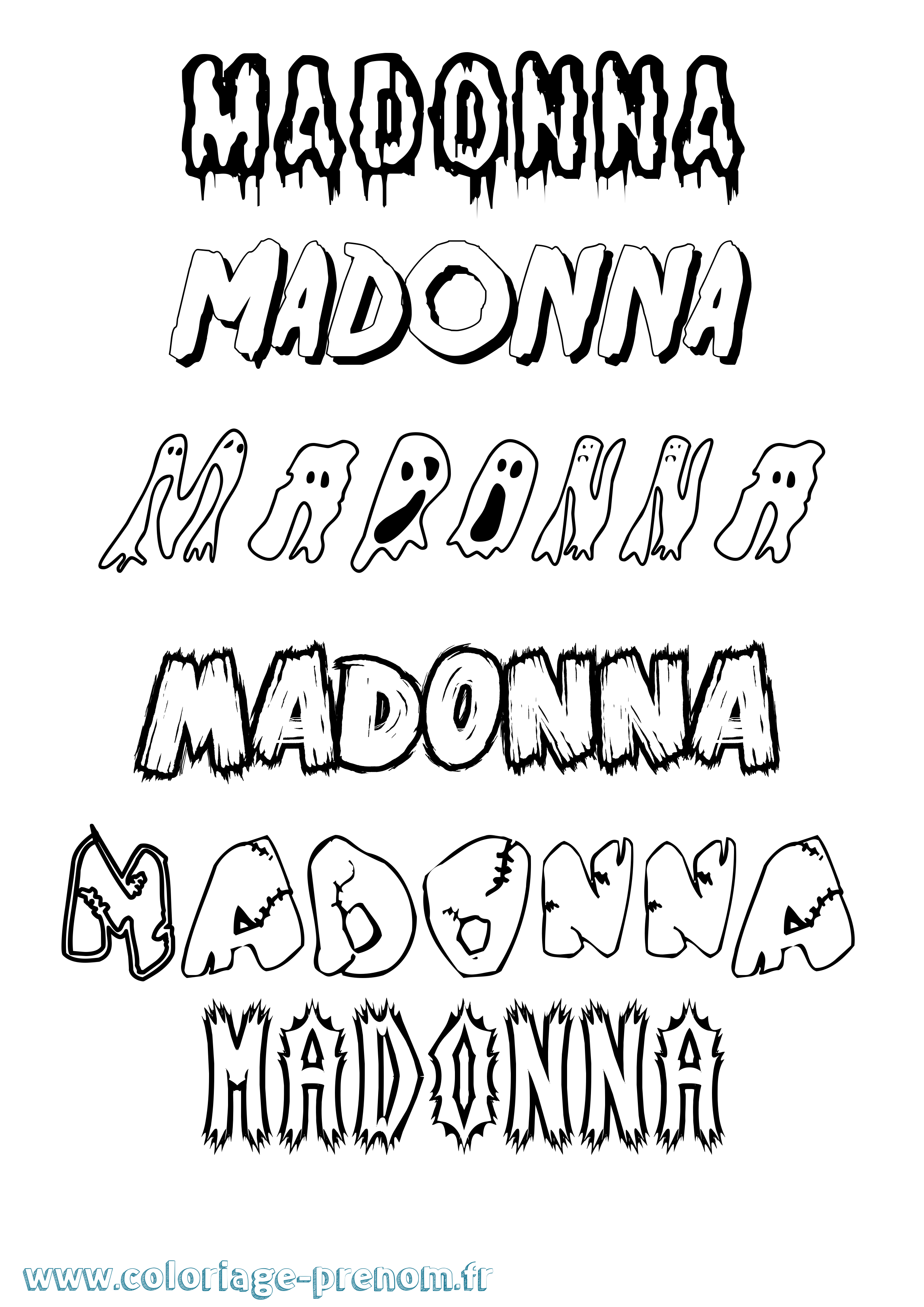 Coloriage prénom Madonna Frisson