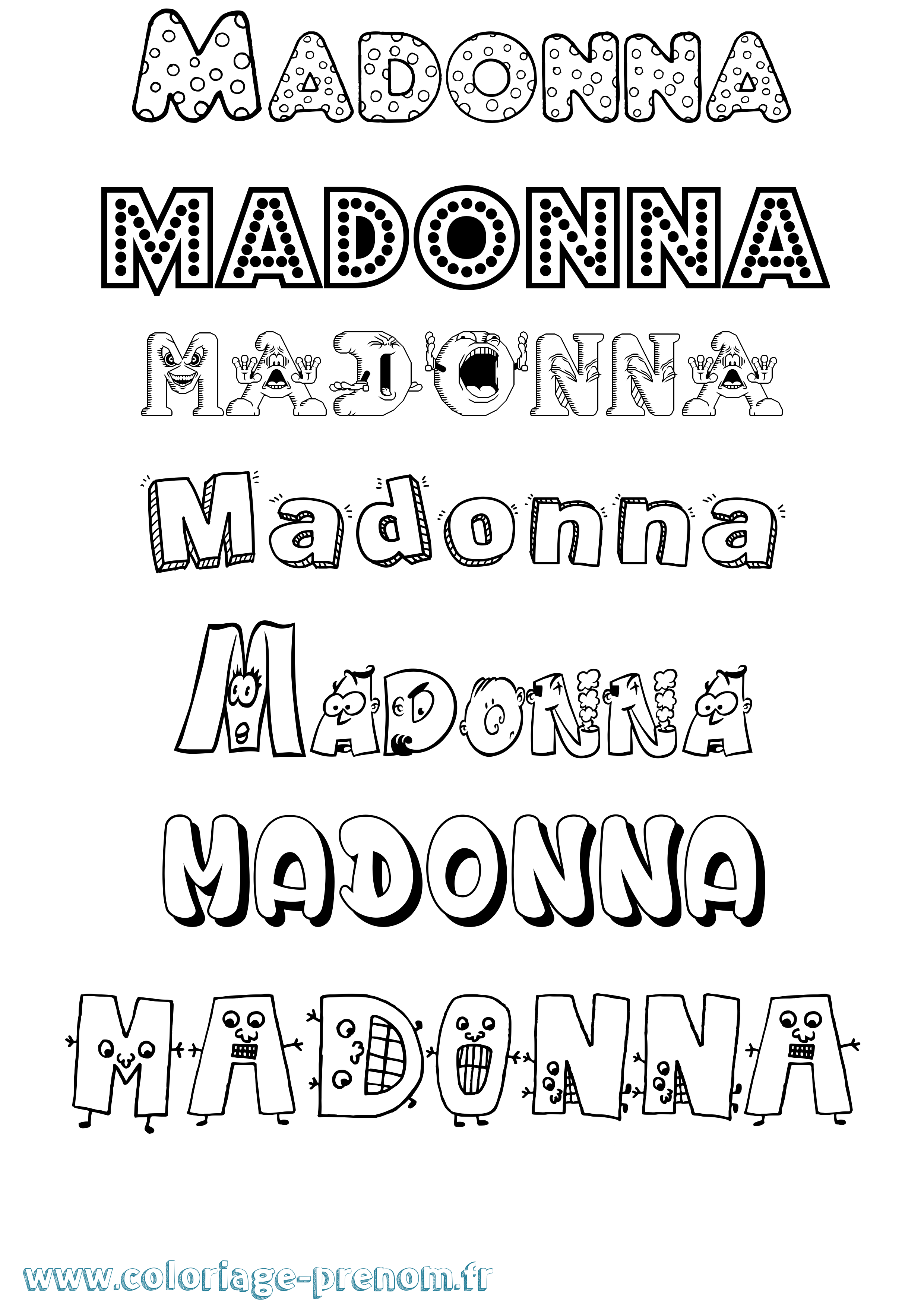 Coloriage Madonna Fun Coloriage prénom Madonna Fun