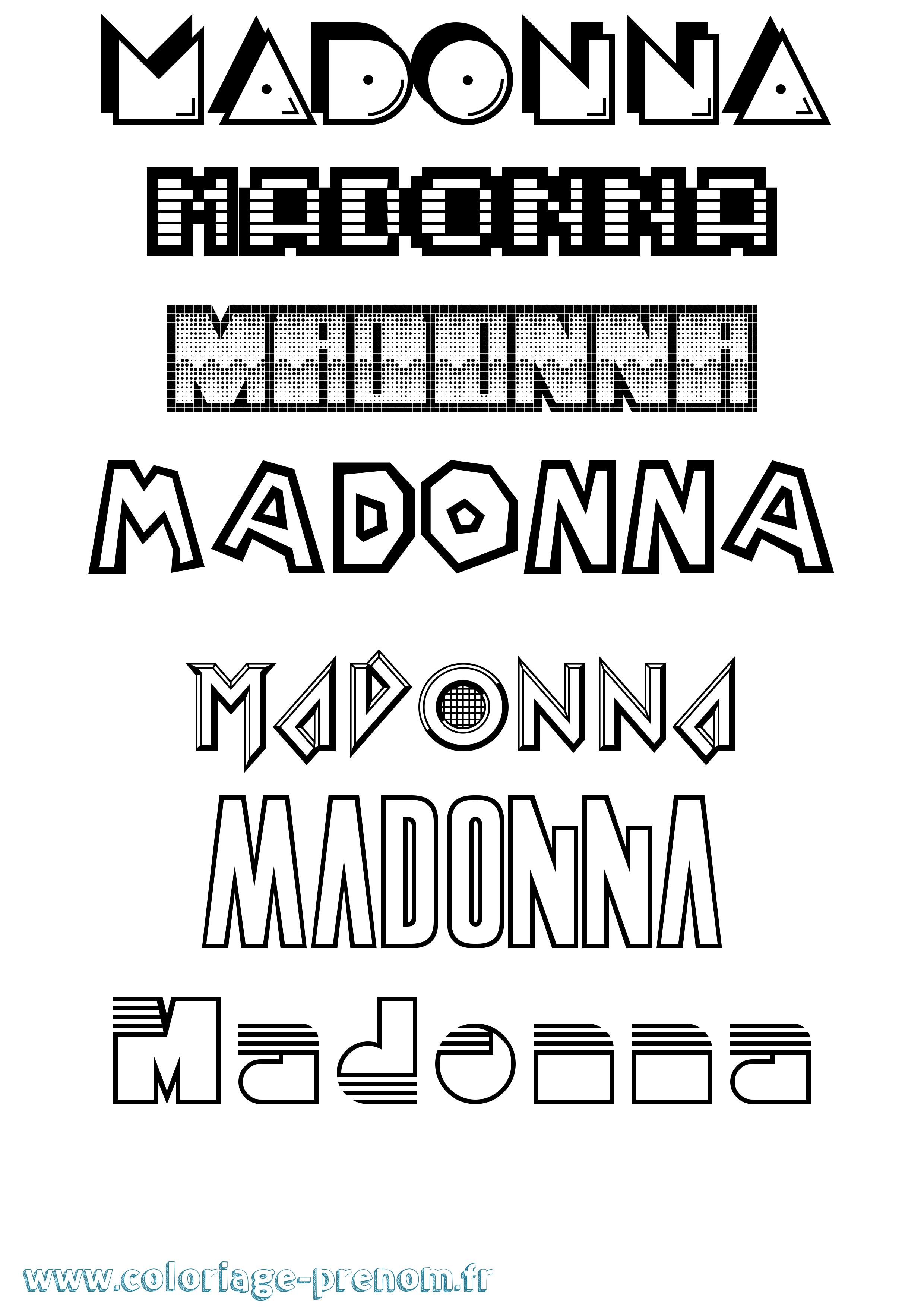 Coloriage prénom Madonna Jeux Vidéos