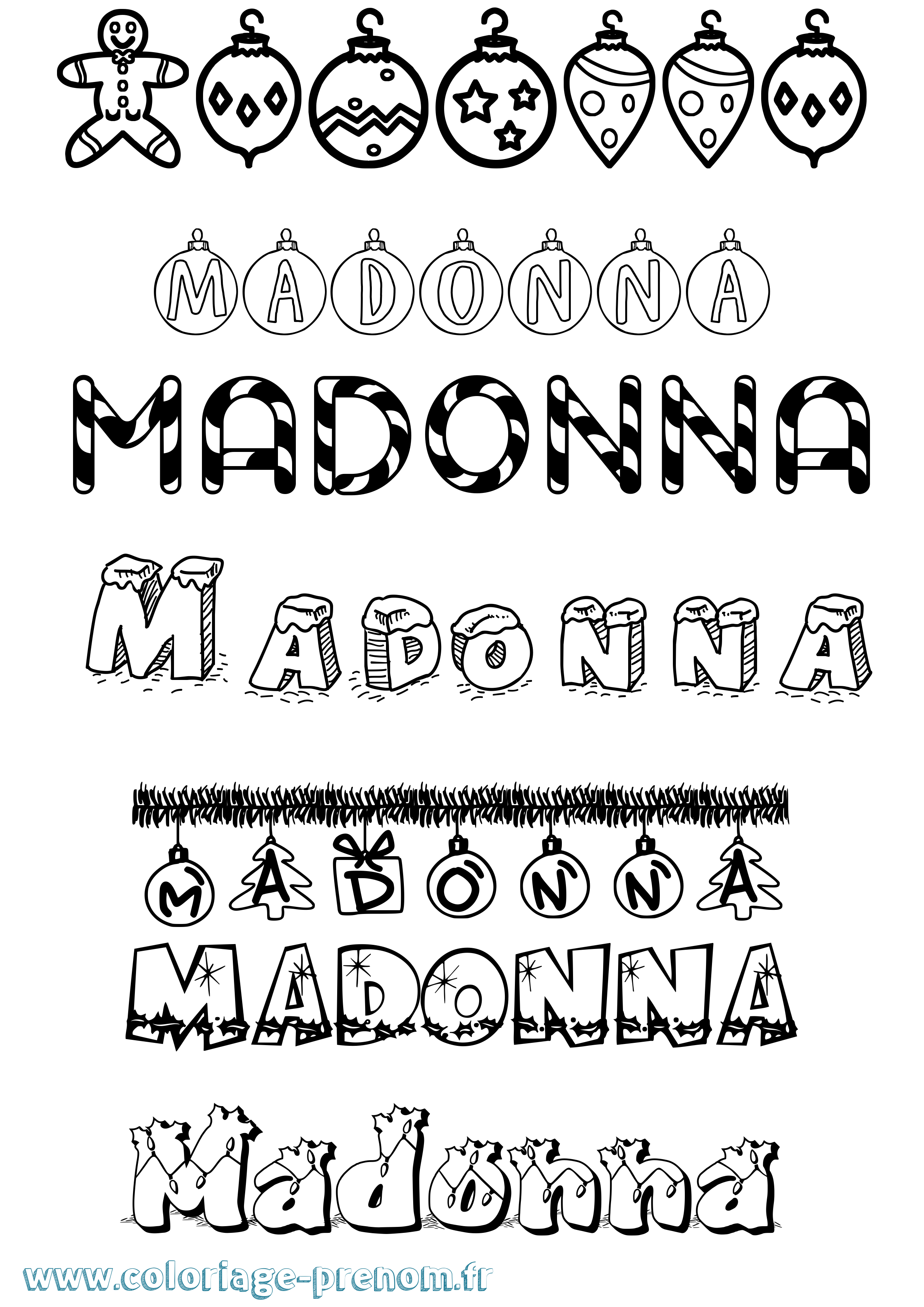 Coloriage Madonna Noël Coloriage prénom Madonna Noël