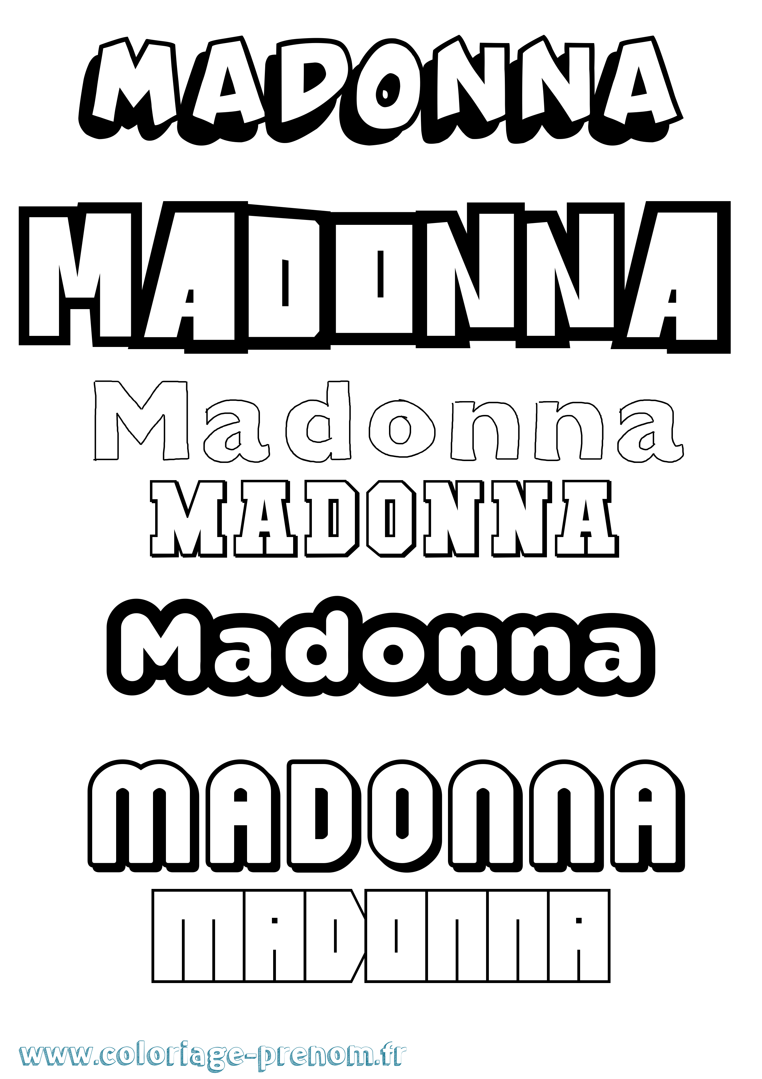 Coloriage prénom Madonna Simple