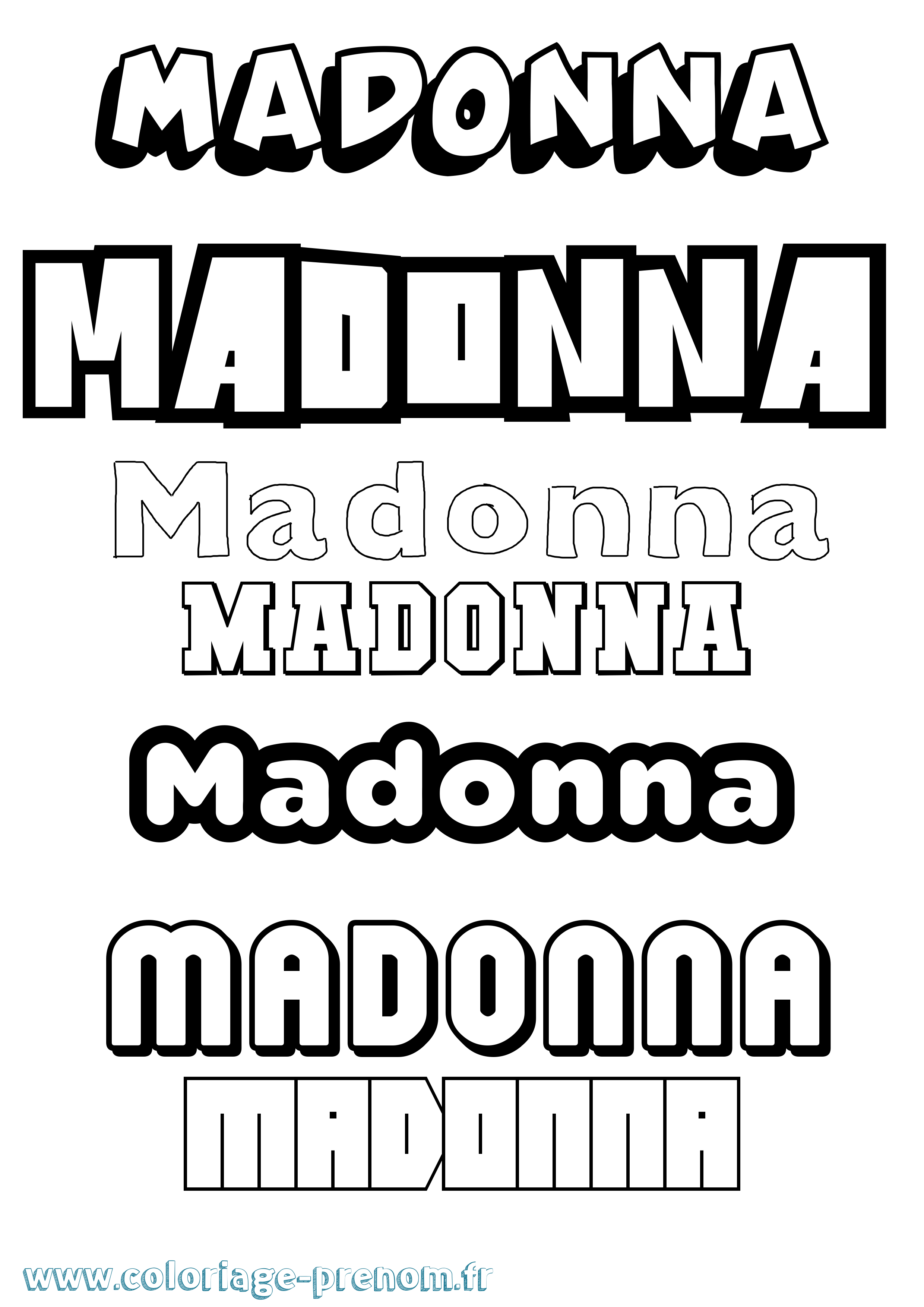 Coloriage Madonna Simple Coloriage prénom Madonna Simple