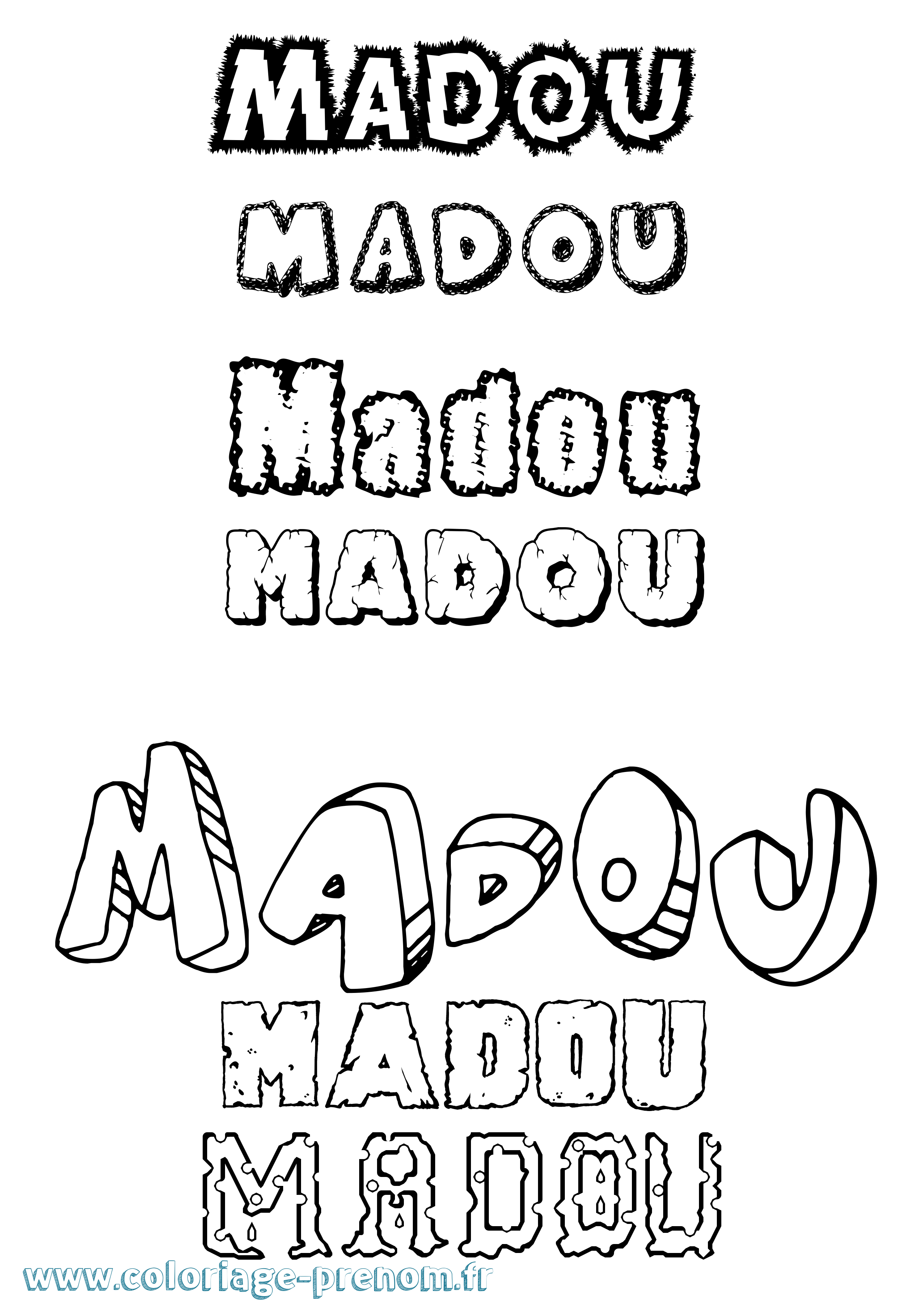 Coloriage prénom Madou Destructuré