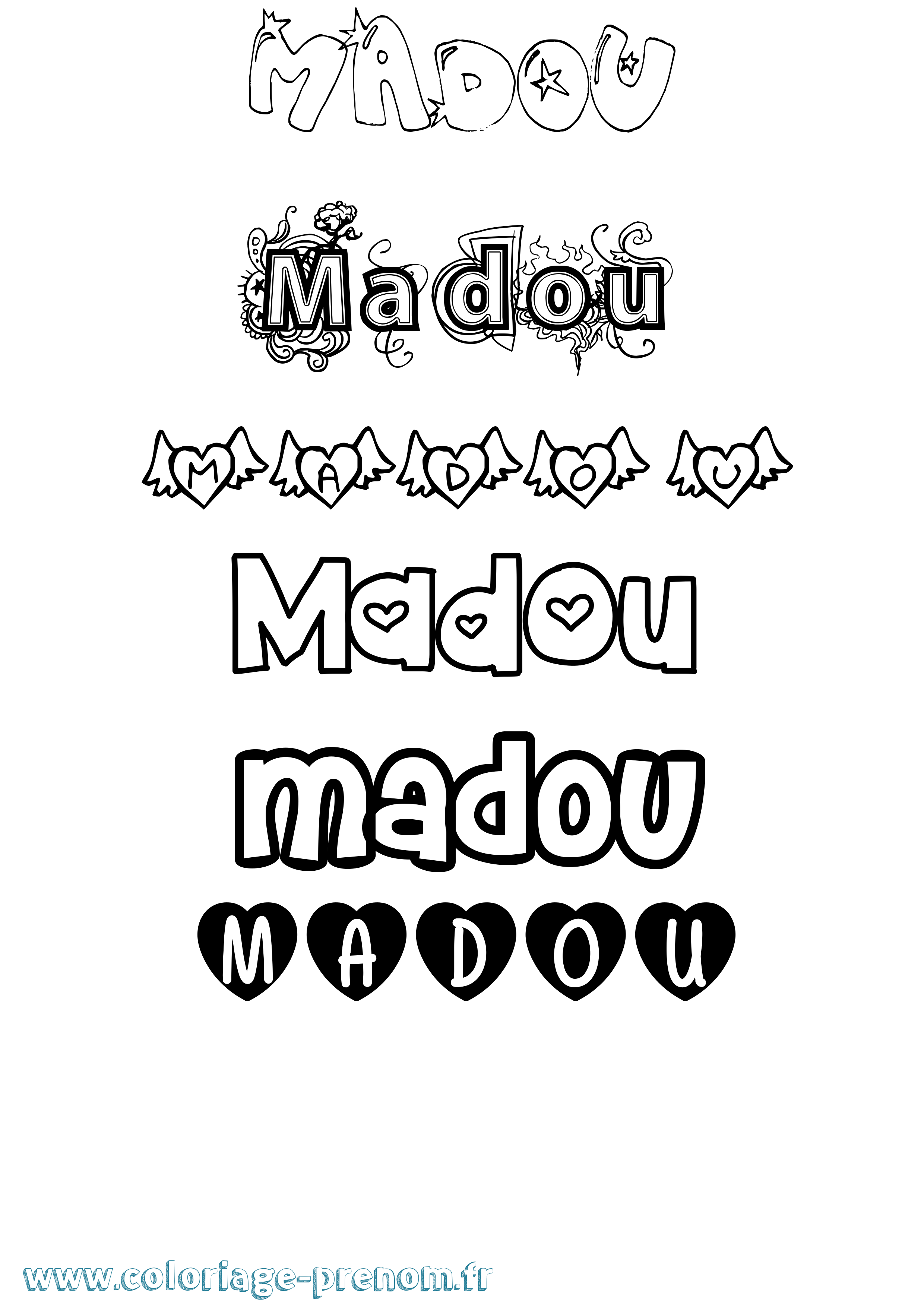 Coloriage prénom Madou Girly