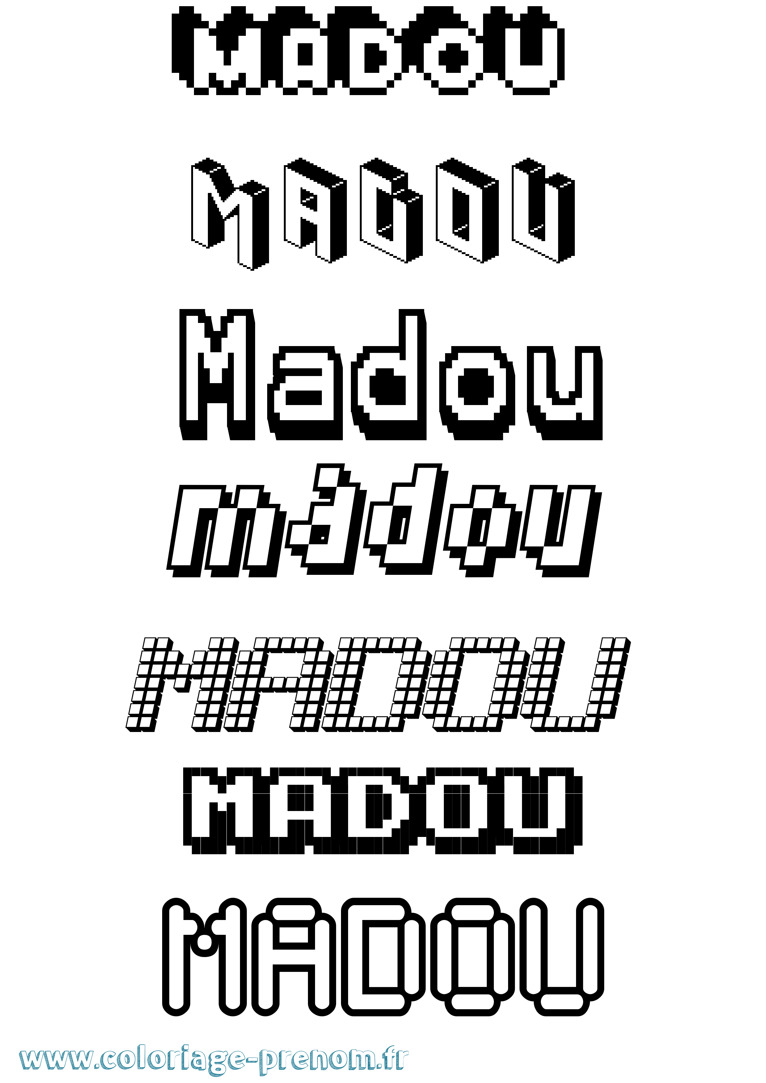 Coloriage prénom Madou Pixel