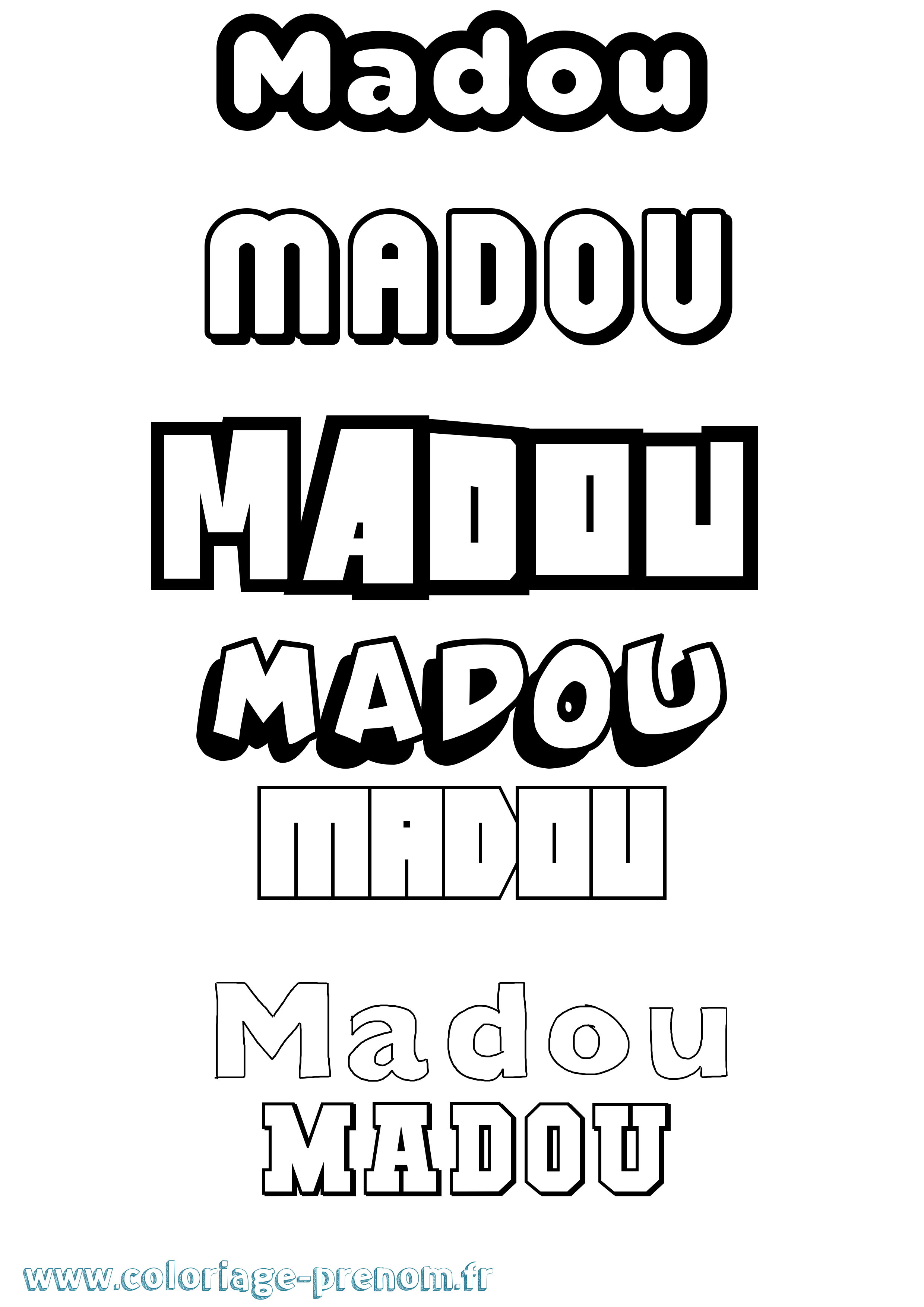 Coloriage prénom Madou Simple