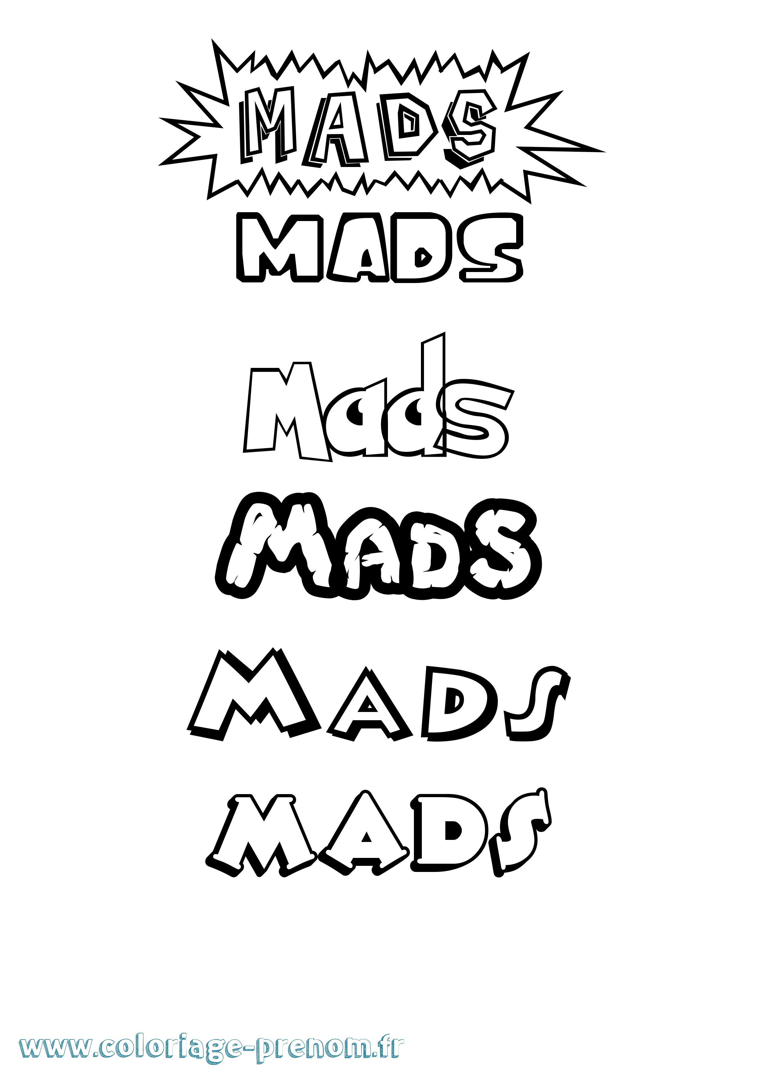 Coloriage prénom Mads Dessin Animé