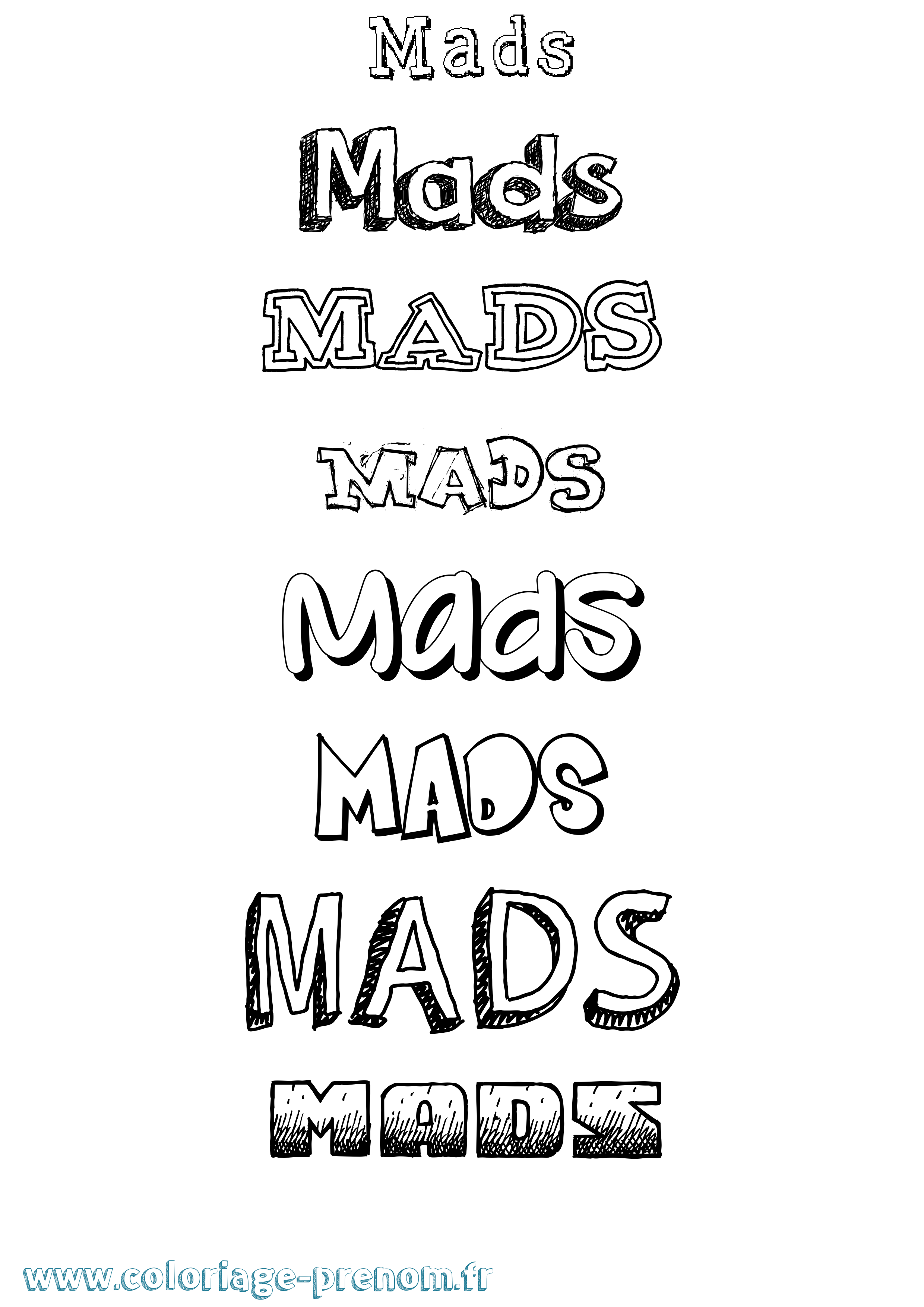 Coloriage prénom Mads Dessiné