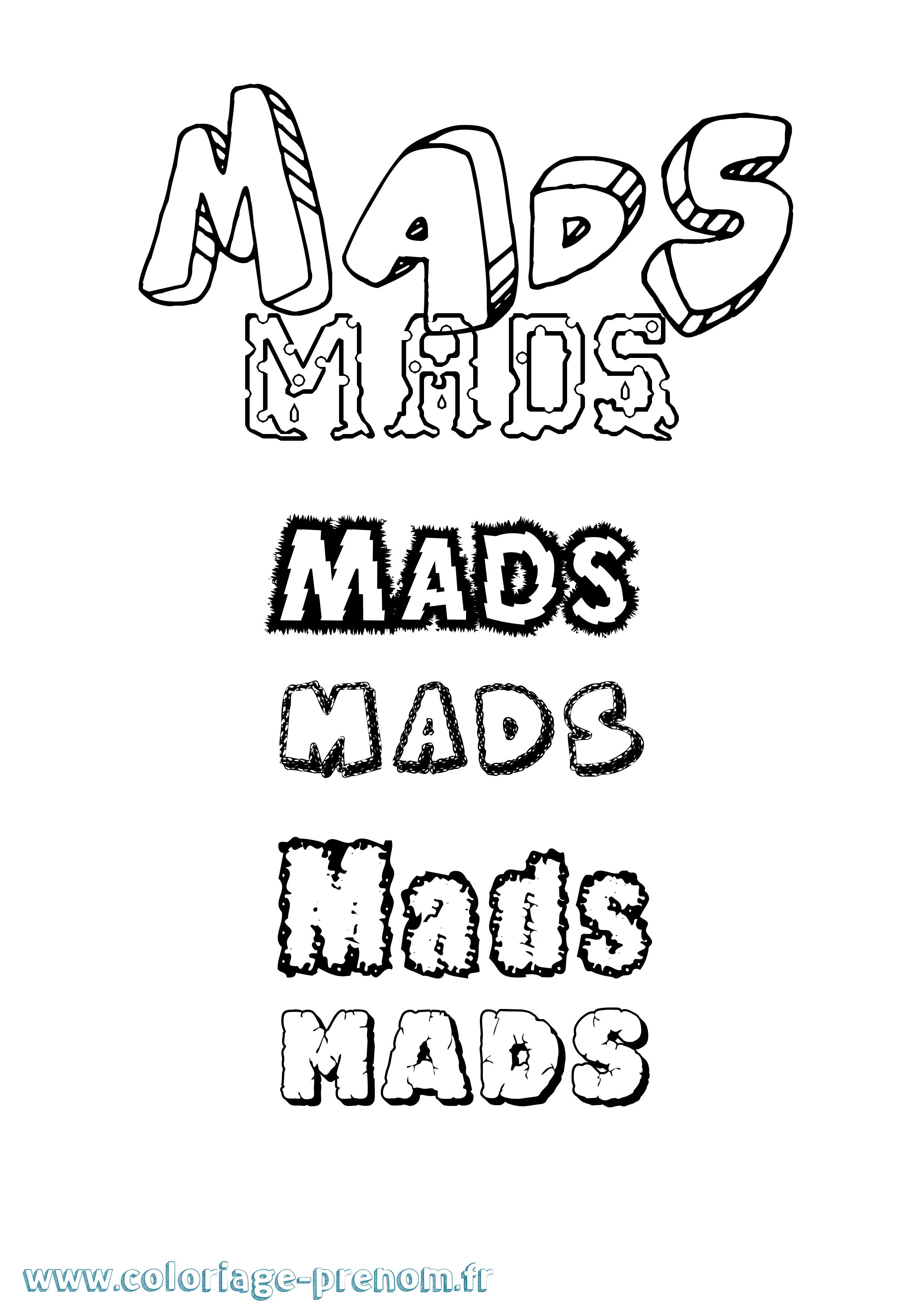 Coloriage prénom Mads Destructuré