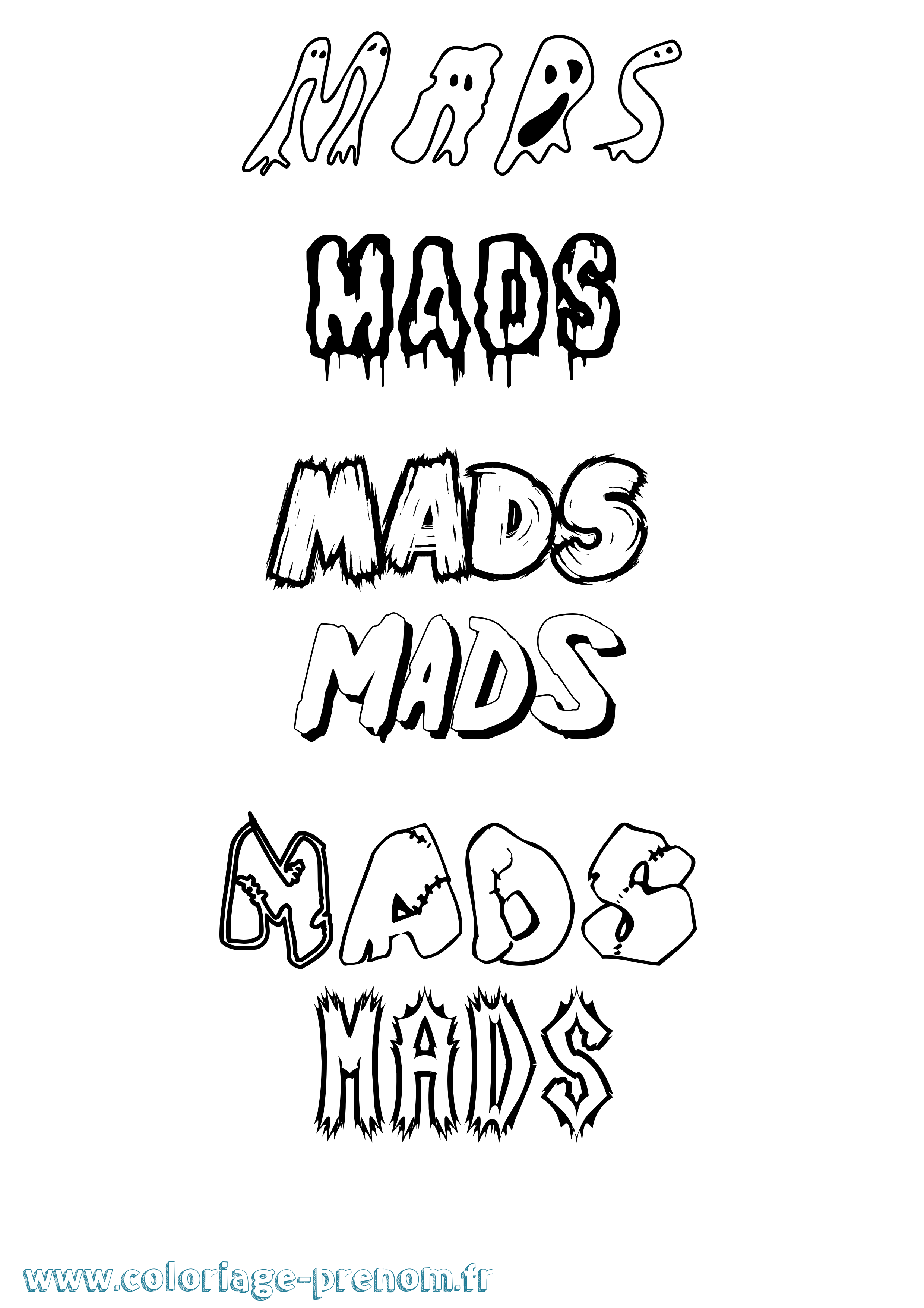 Coloriage prénom Mads Frisson