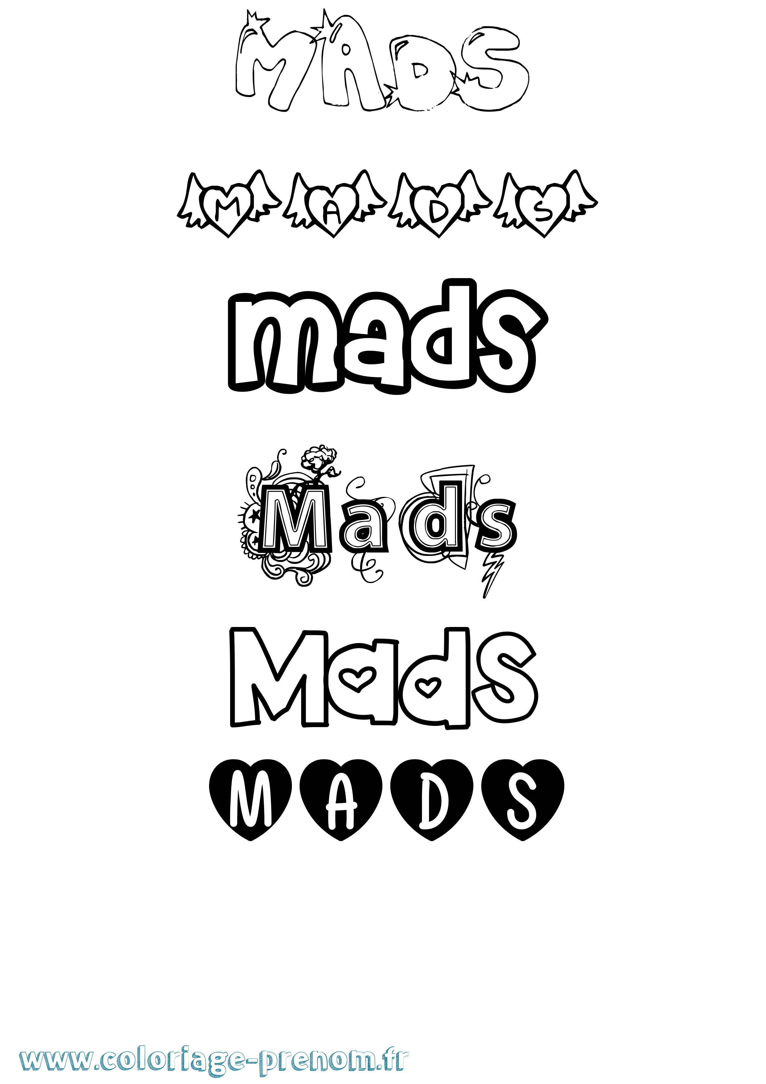 Coloriage prénom Mads Girly