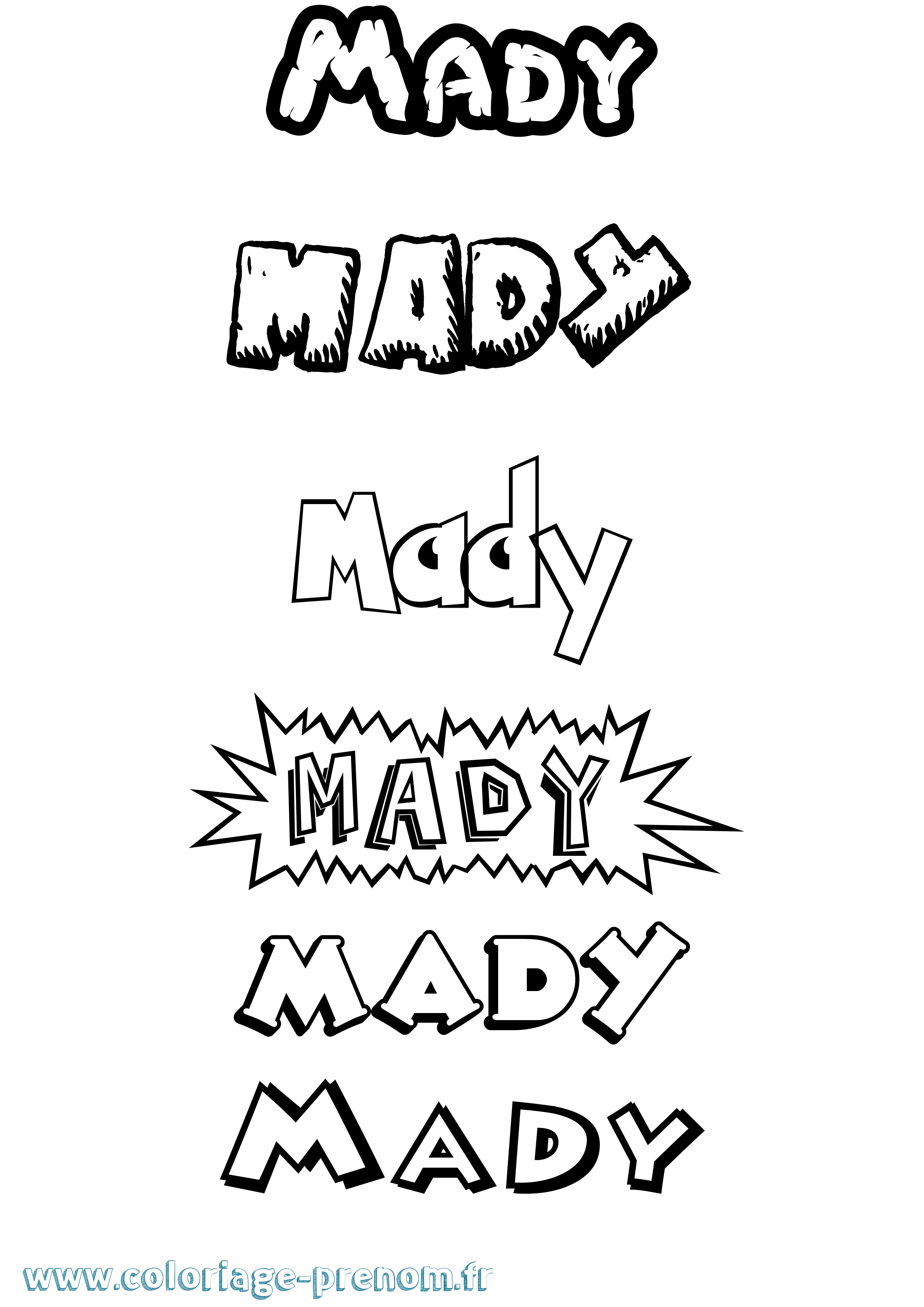 Coloriage prénom Mady Dessin Animé