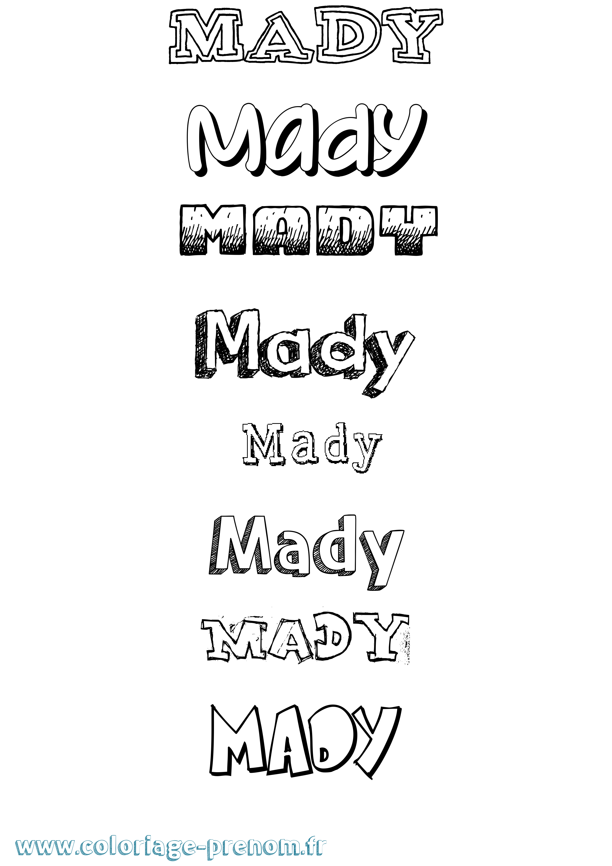 Coloriage prénom Mady