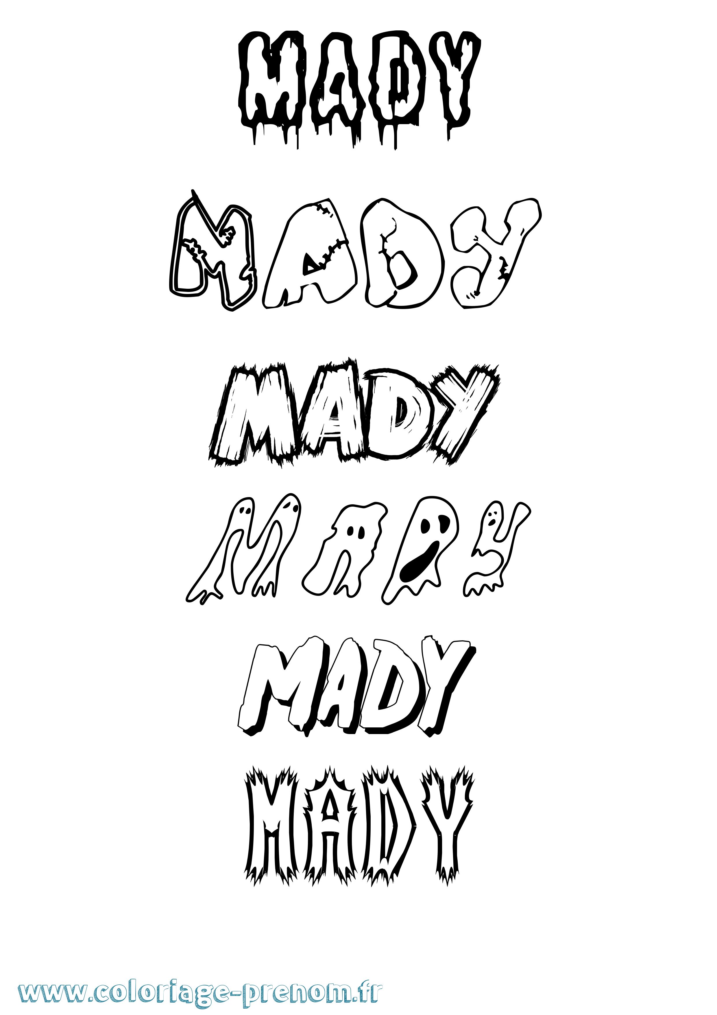 Coloriage prénom Mady Frisson