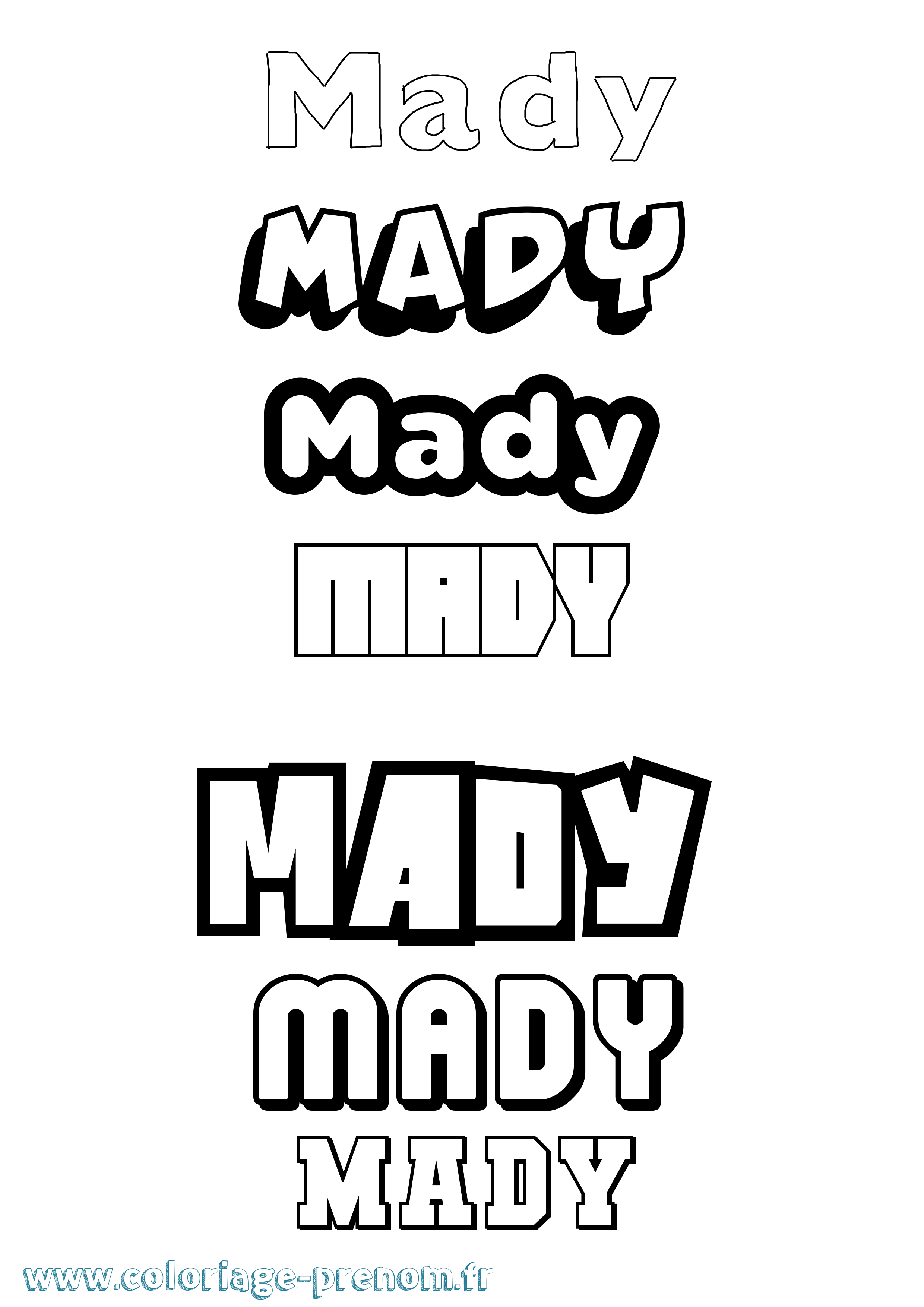 Coloriage prénom Mady Simple