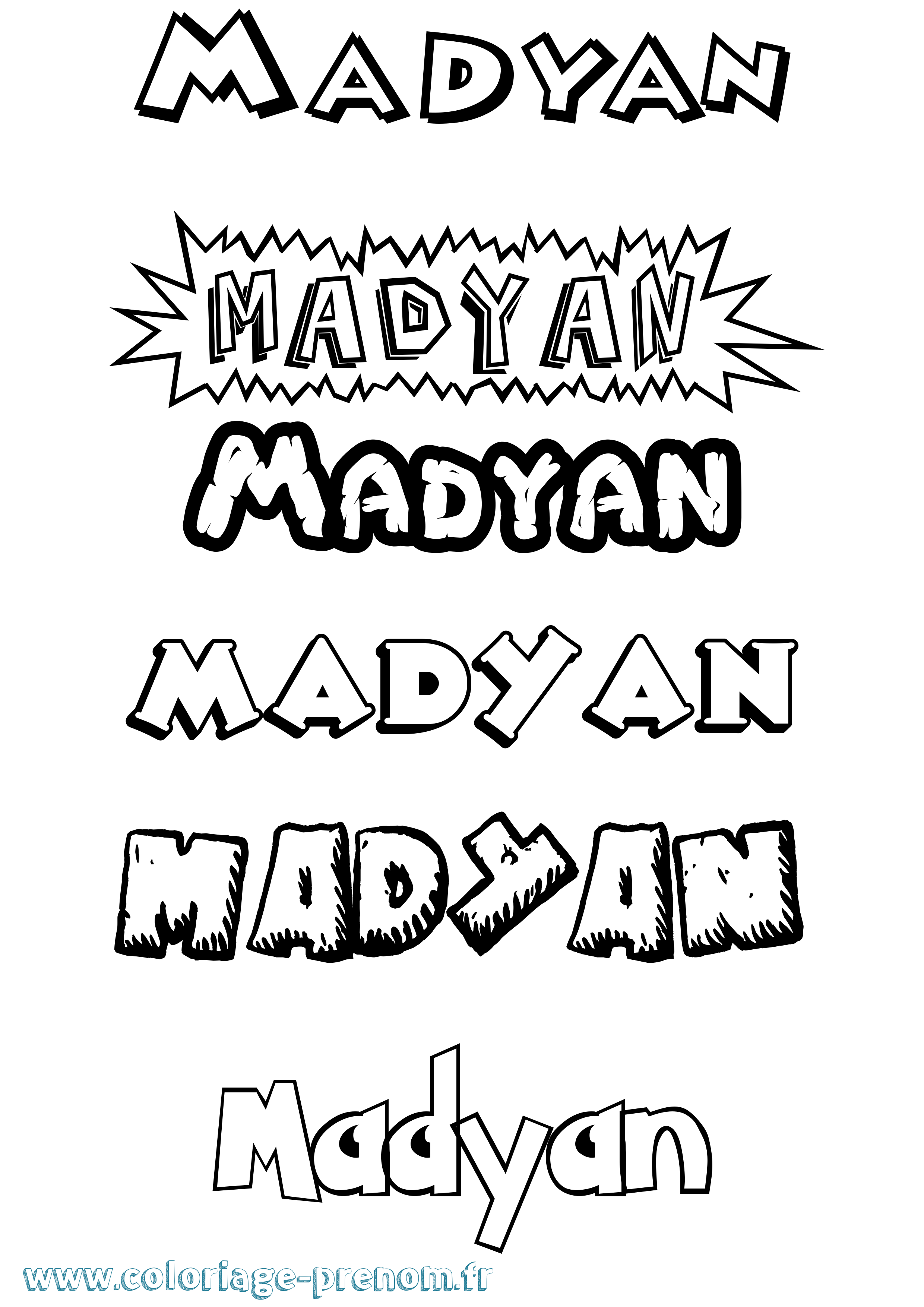 Coloriage prénom Madyan Dessin Animé