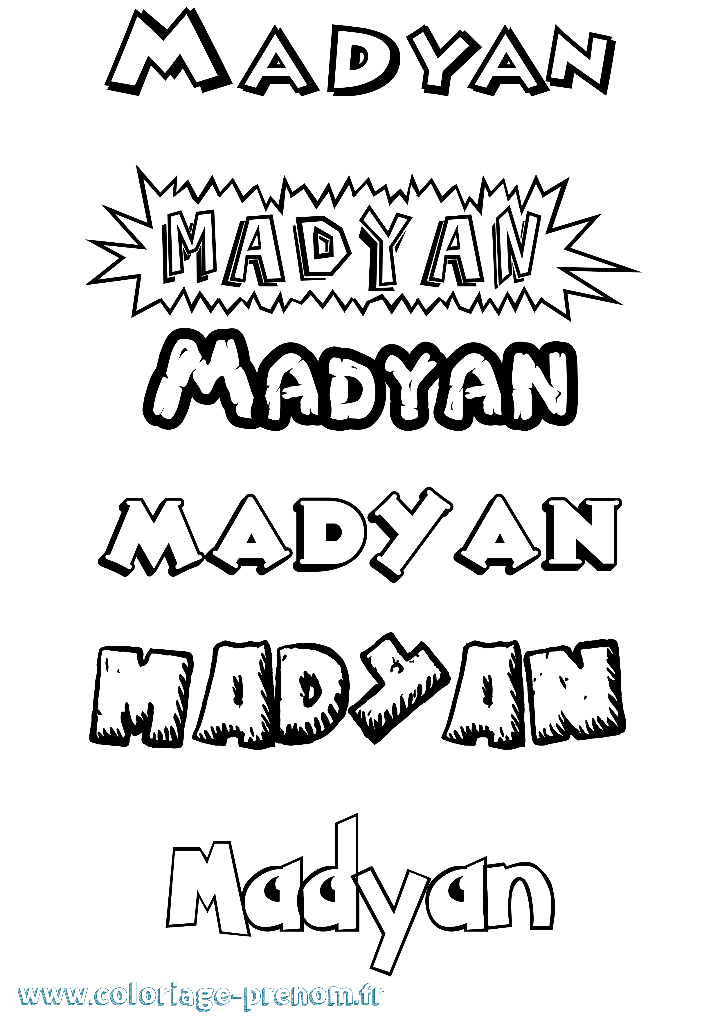 Coloriage Madyan Dessin Animé Coloriage prénom Madyan Dessin Animé