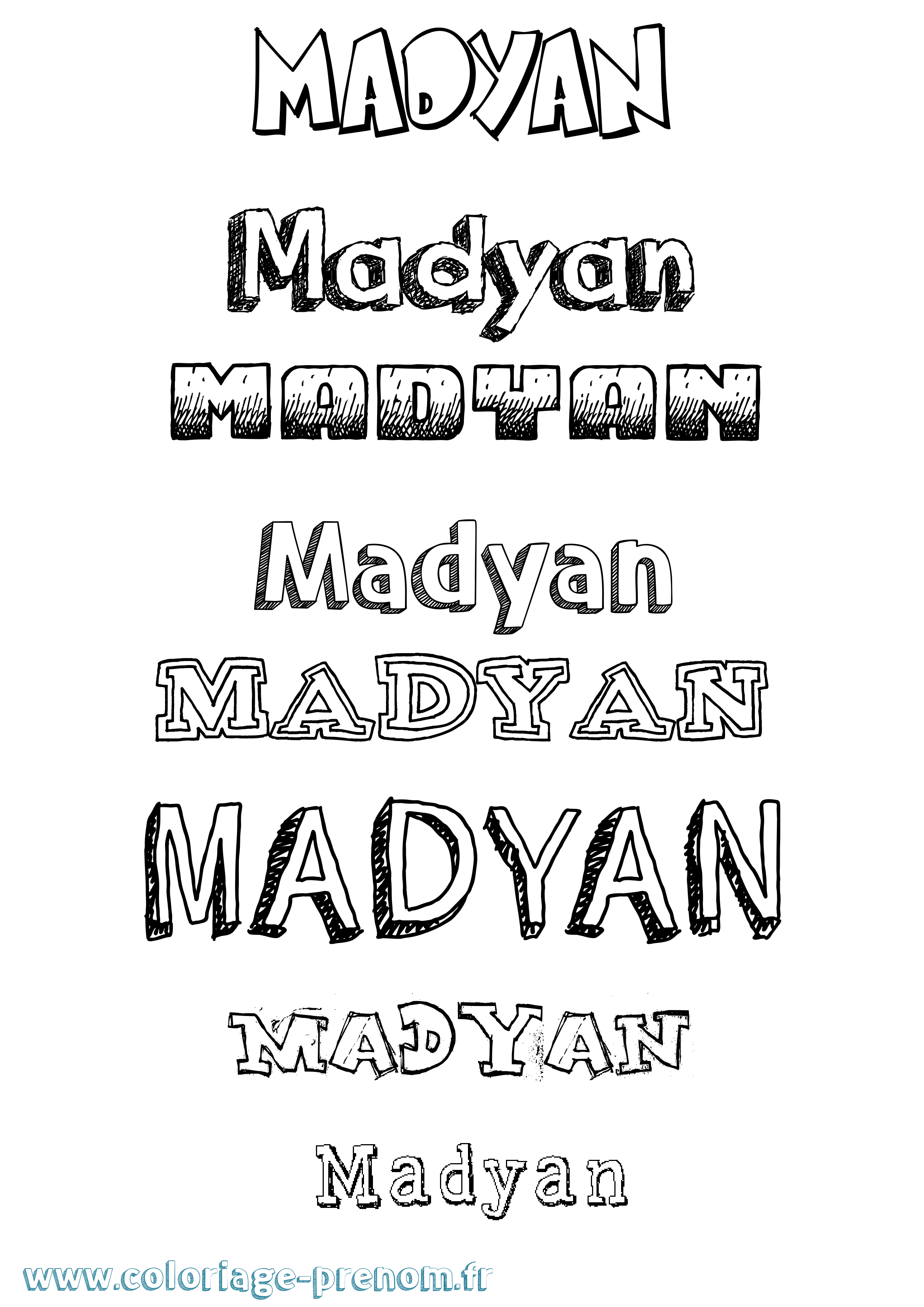Coloriage Madyan Dessiné Coloriage prénom Madyan Dessiné
