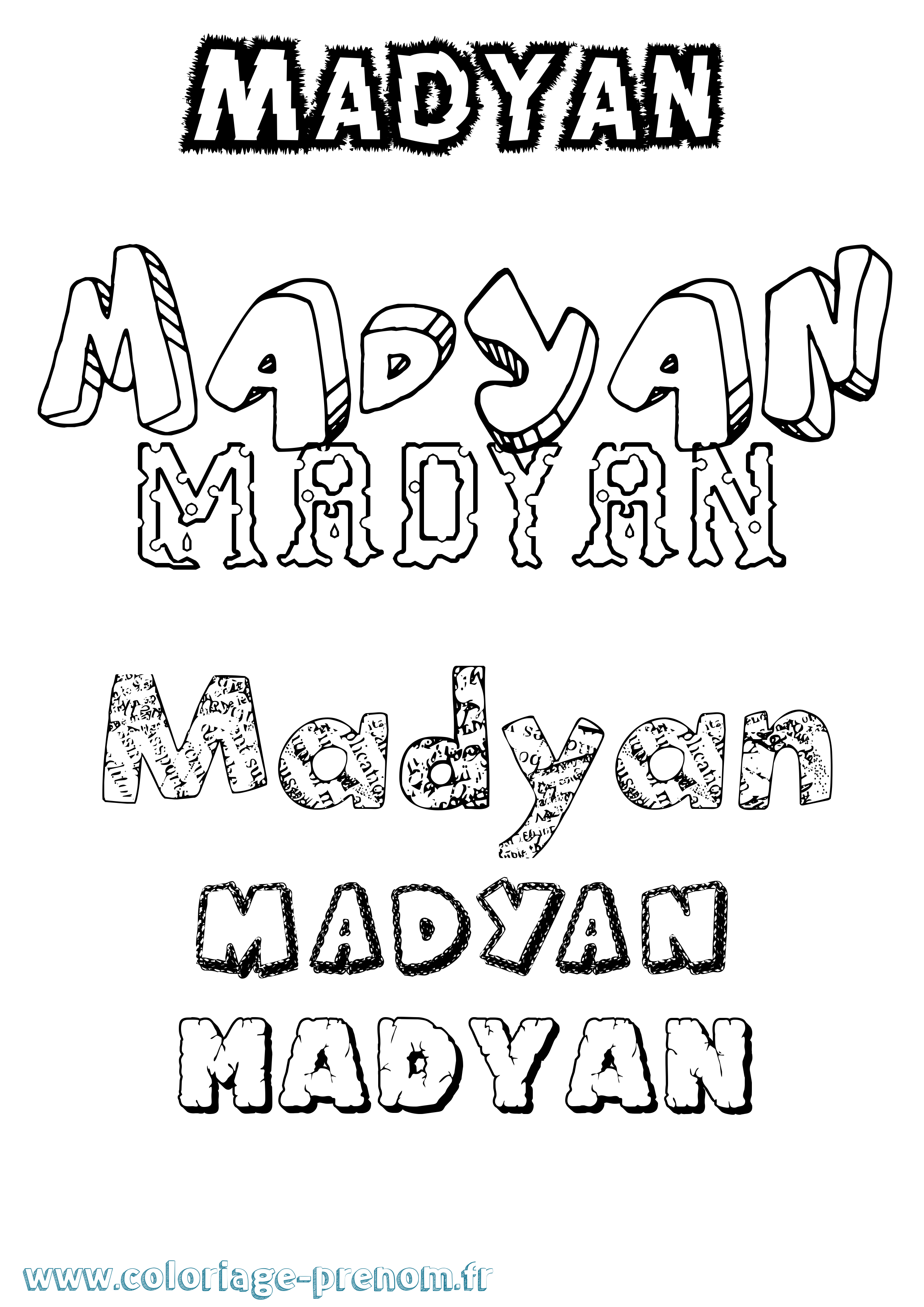 Coloriage Madyan Destructuré Coloriage prénom Madyan Destructuré