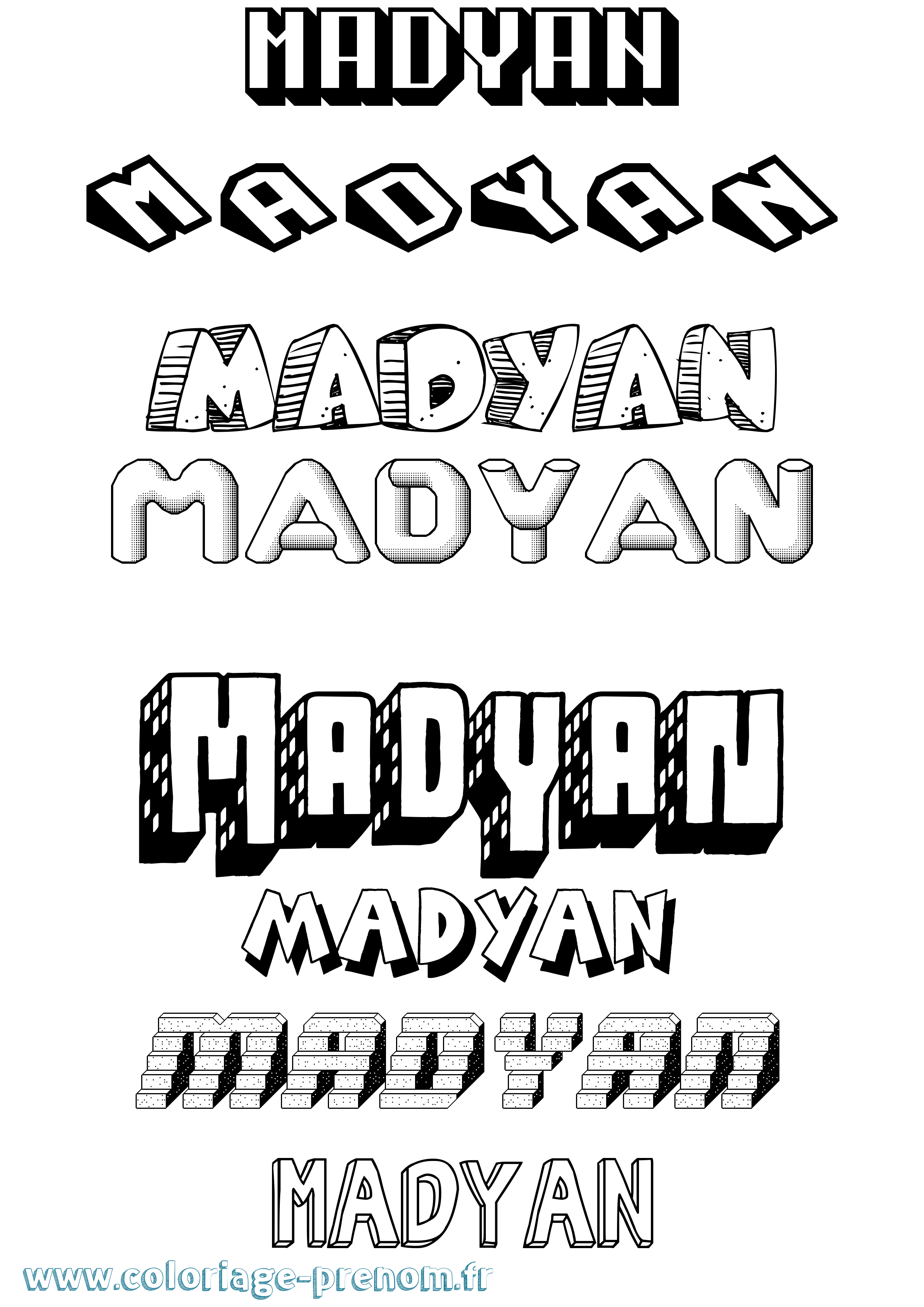 Coloriage prénom Madyan Effet 3D