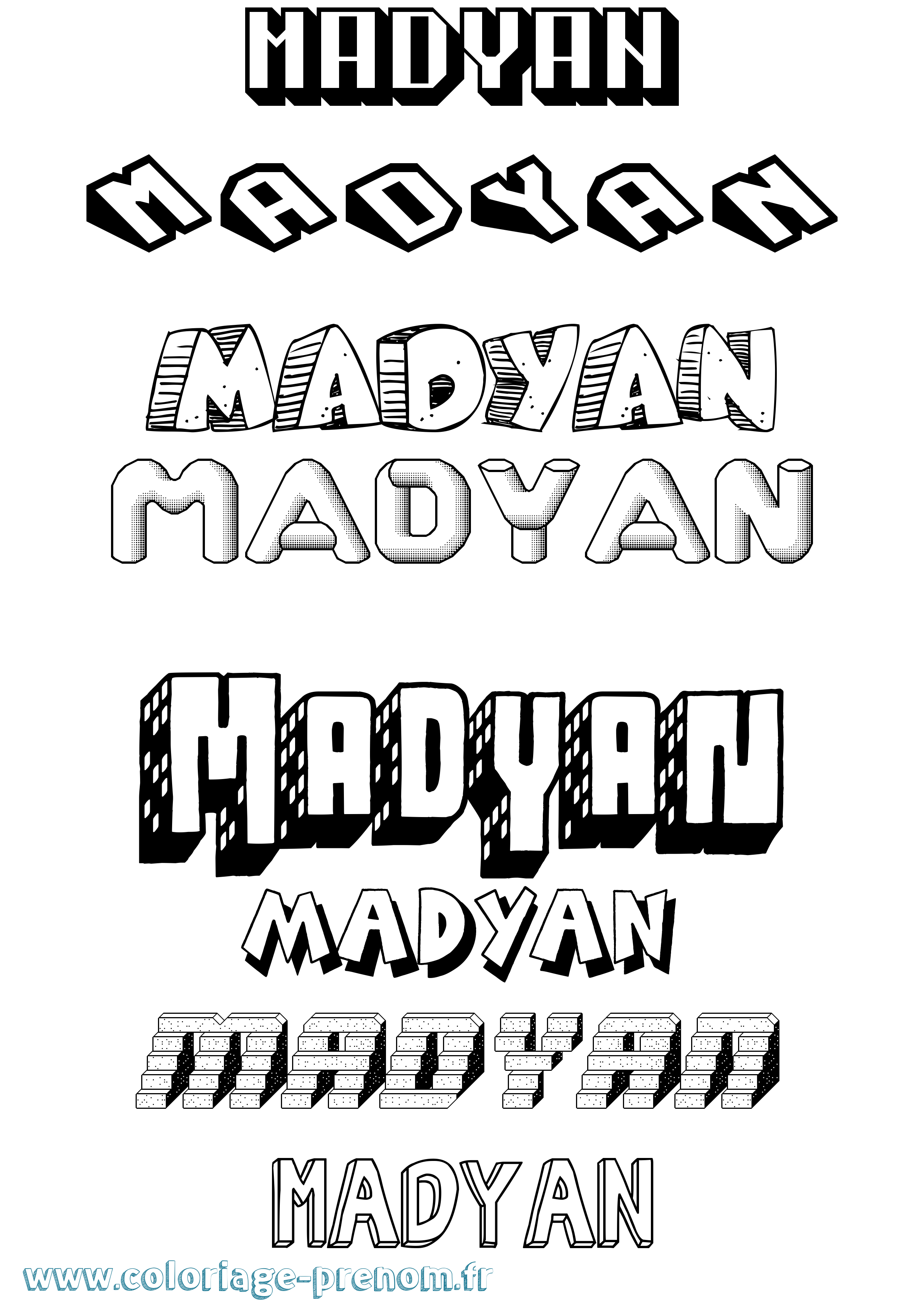Coloriage Madyan Effet 3D Coloriage prénom Madyan Effet 3D